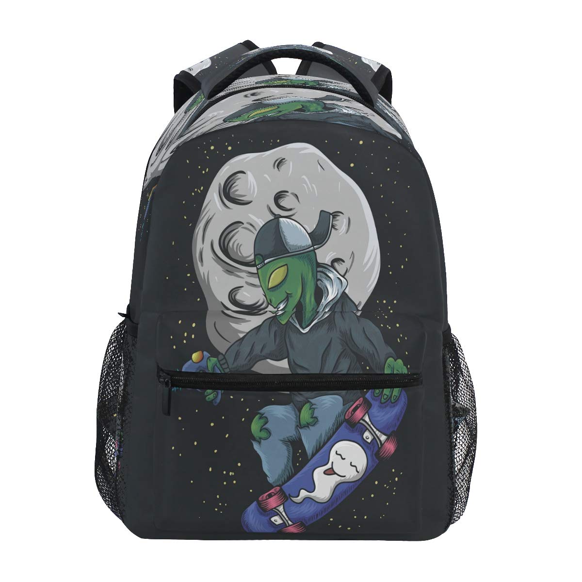Alien Skateboard Laptop Backpack for Boys & Girls - Durable School Bookbag with USB Charging Port, Water-Resistant Daypack for Travel, Hiking, Camping & College Use