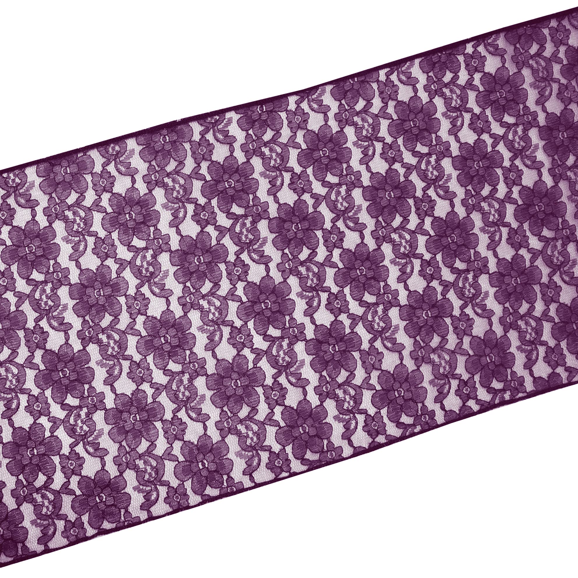 Elegant Floral Lace Table Runner - 12x144 Inch Sheer Wedding Party Table Decor in Plum - Perfect for Bridal Showers, Anniversary Dinners & Romantic Home Decor