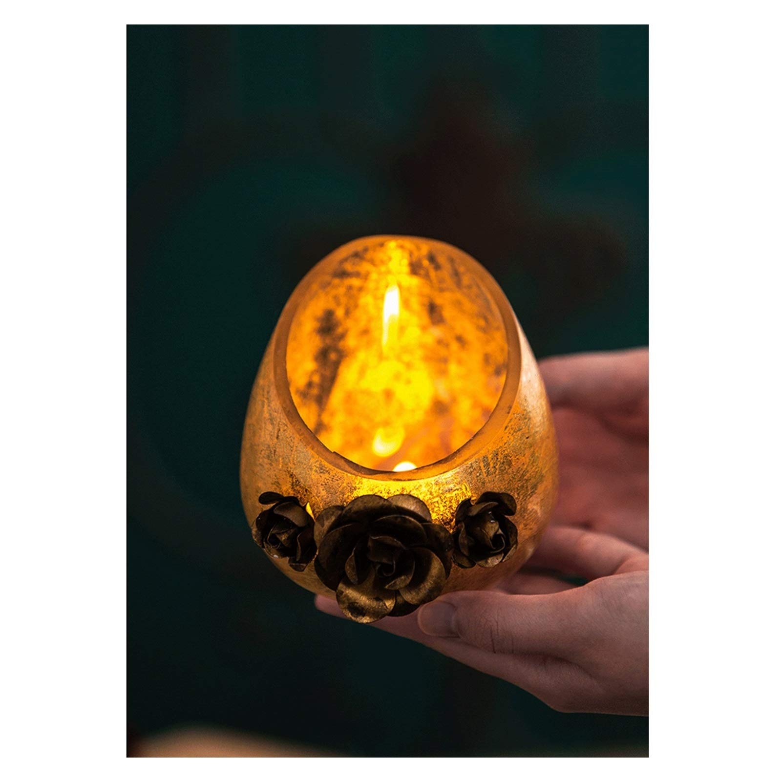 Vintage Glass Candle Holders Set - Retro Wrought Iron Candlestick Holders for Dining Table Decor, Wedding Centerpiece & Romantic Home Ambiance (Color: A)