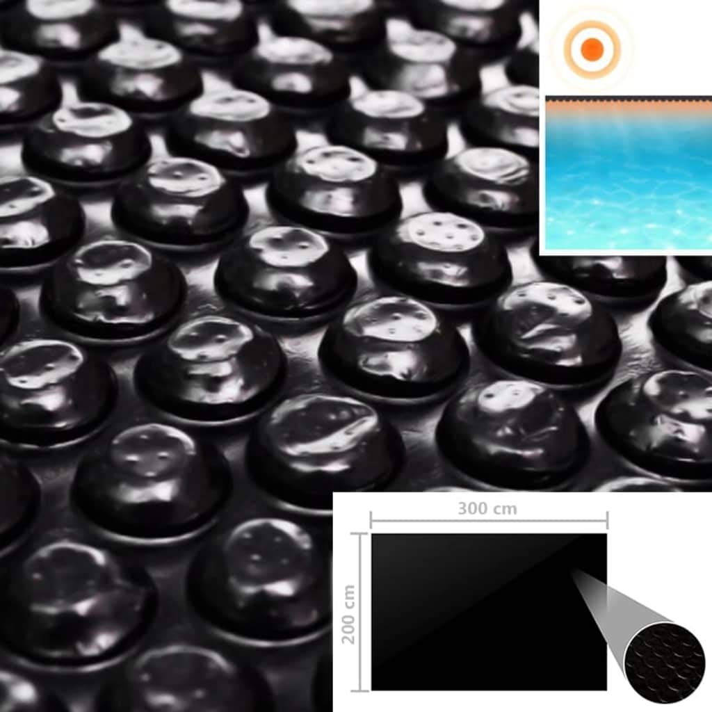 Festnight Rectangular Solar Pool Cover - 118.1 x 78.7 Inch PE Film with Air Chambers, Black Heat-Retaining Water Surface Cover for Above Ground & Inground Pools