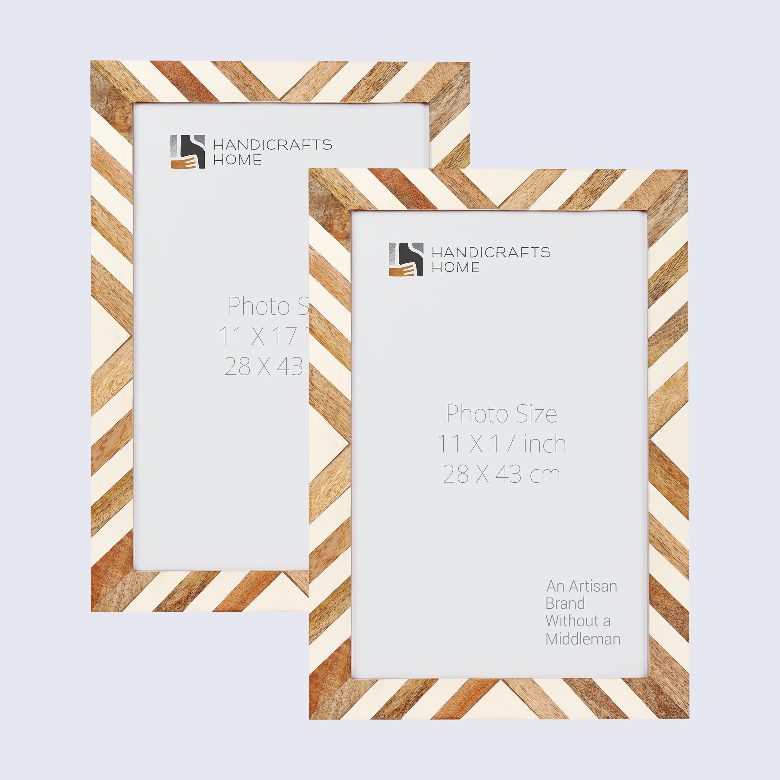 11x17 Picture Frames Set of 2 - Handmade Wooden Chevron Photo Frames for Wall Decor, Home & Office Display, Gift Wrapping & Wedding Memories