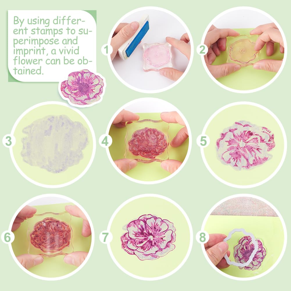 INFUNLY Anemone Clear Stamps and Dies Set - Floral Stamps for Scrapbooking, Card Making, DIY Crafts - Anemone Flower Painting Stencils with Layered Flowers and Leaves - Perfect for Home Decor, Wall Art, Journals