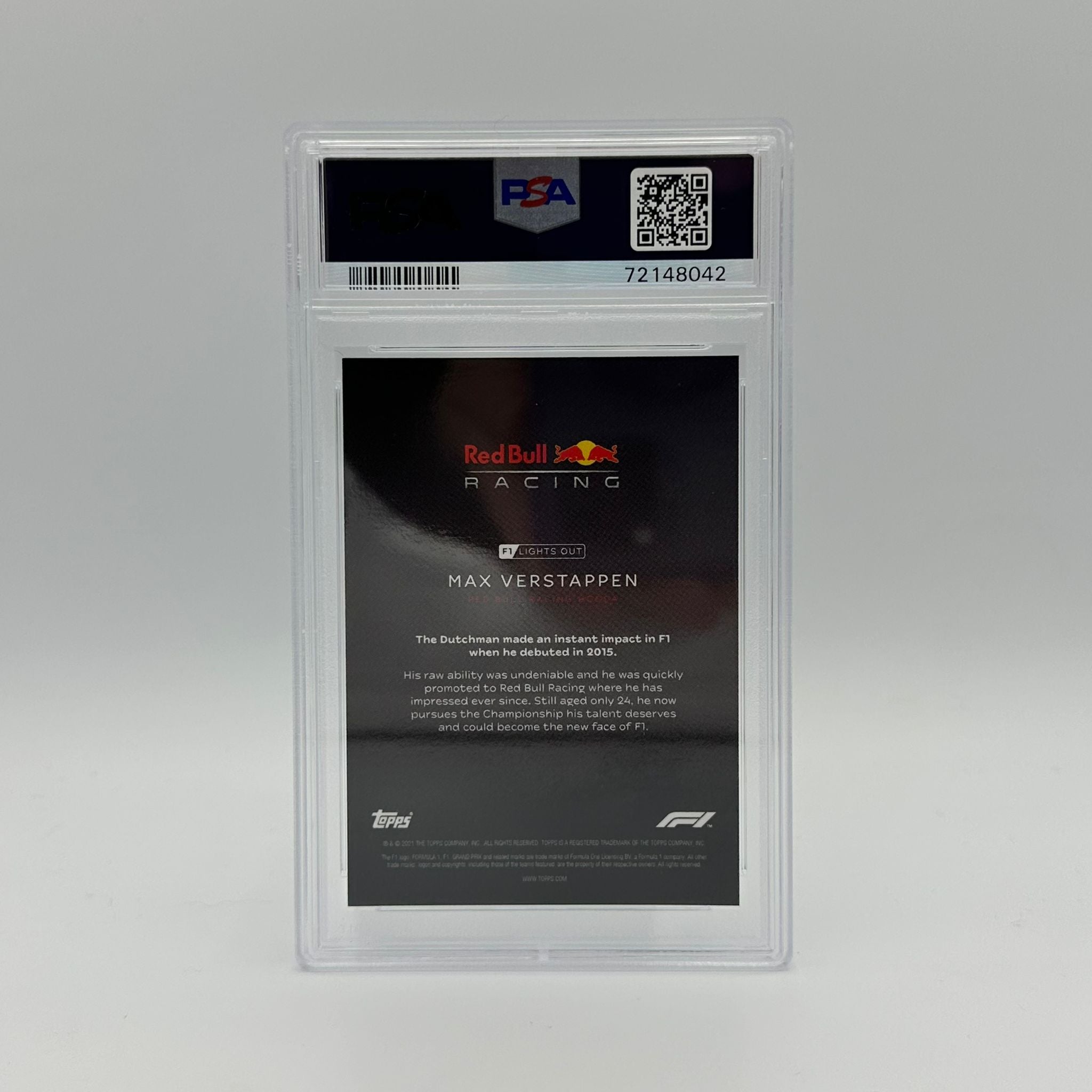 PSA 9 Graded 15/50 Max Verstappen Aqua Parallel Racing Card - Rare Collectible for F1 Fans & Sports Memorabilia Enthusiasts (Perfect for Display, Trading, and Investment)