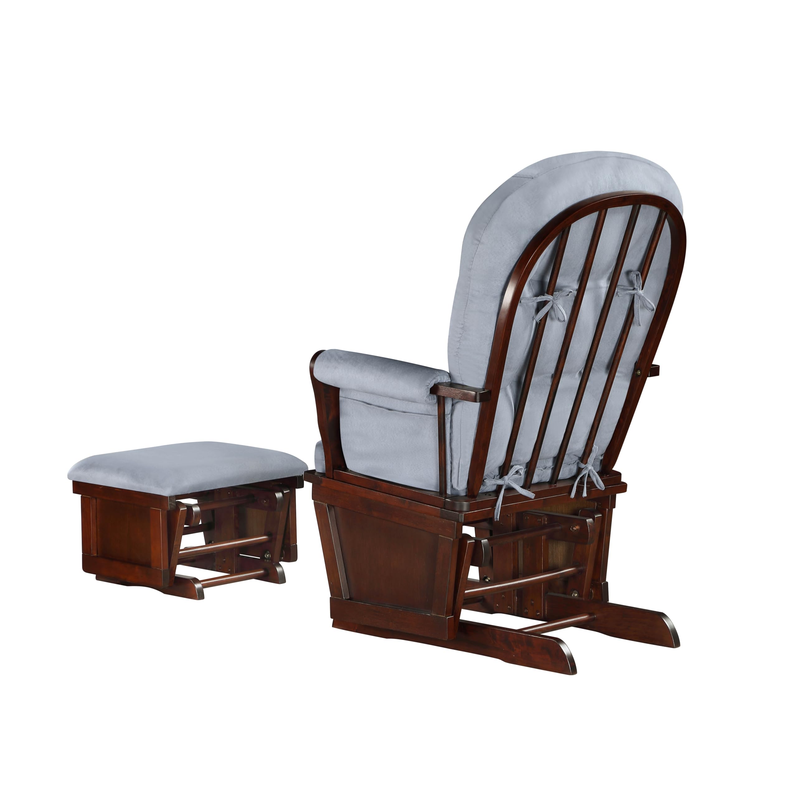 Lennox Furniture Glider Rocker Combo - Chestnut & Gray Upholstered Nursery Chair with Storage | Perfect for Baby Nurseries, Breastfeeding & Relaxing in Living Rooms