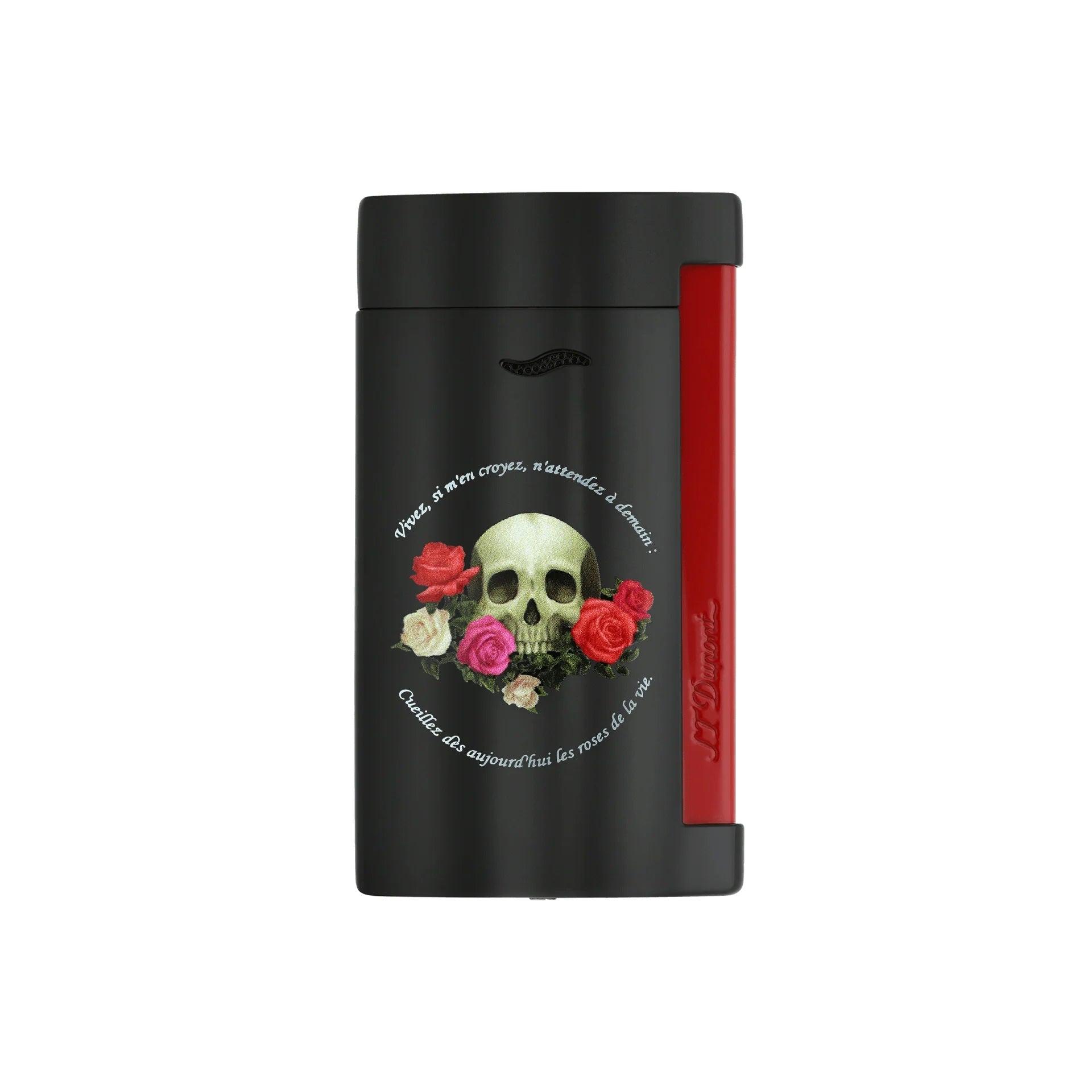 S.T. Dupont Momento Mori Slim 7 Black Torch Lighter - Premium Butane Lighter for Cigars, Candles & Outdoor Use - Elegant Gift for Men & Collectors