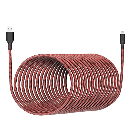 **23FT Extra Long iPhone Charging Cable [Apple MFi Certified] - 7M Durable Nylon Braided Fast Charger Cord 2.4A for iPhone 14/13/12/11/X - Perfect for Home, Office & Car Use**