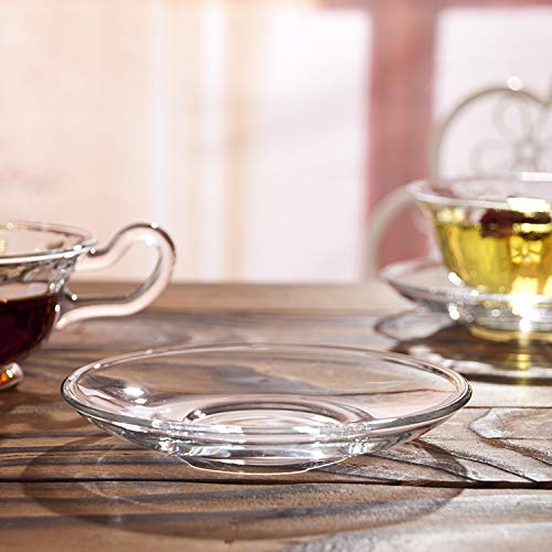 6-Piece Clear Glass Snack Plates Set - 5 Inch Small Dessert Plates for Restaurants, Tea Party, and Home Decor - Perfect for Serving Cakes, Cookies, and Holding Tea Bags