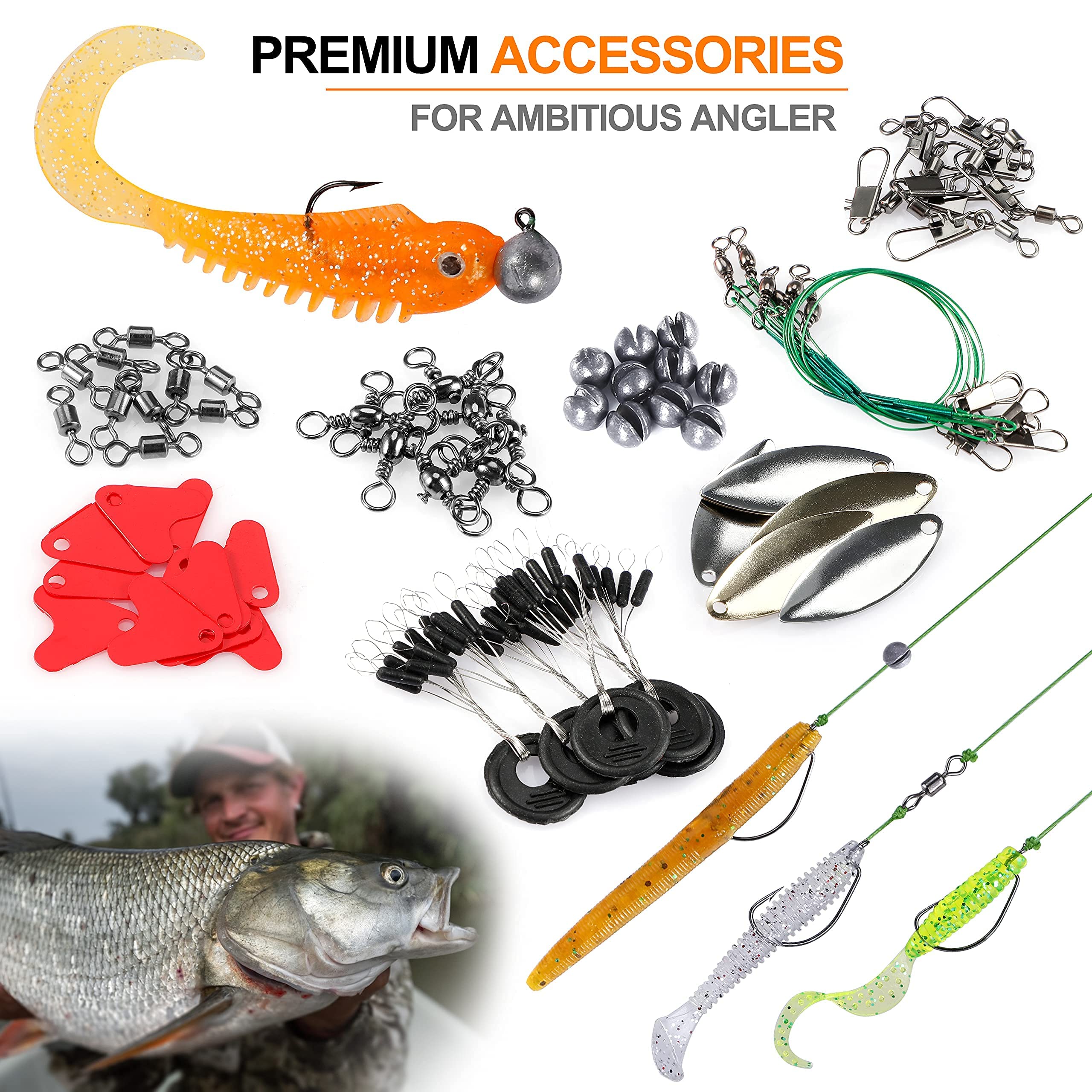 PLUSINNO Fishing Rod and Reel Combos Kit - 212Pcs Complete Saltwater & Freshwater Fishing Tackle Set with Tackle Box | Ideal for Bass, Trout, and Offshore Fishing Trips
