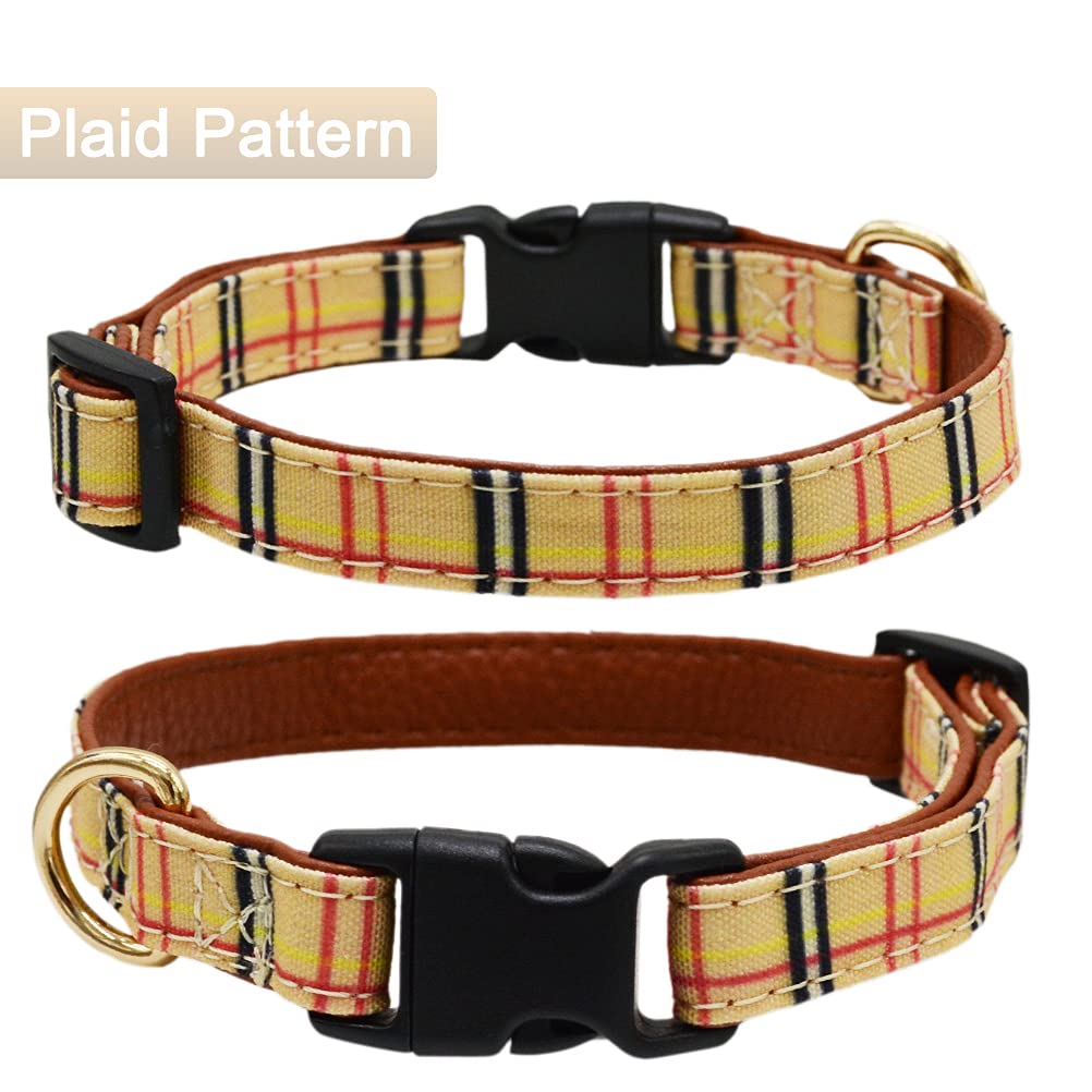 Classic Plaid Adjustable Dog Collar and Leash Set with Removable Bow Tie for Small, Medium & Large Dogs - Perfect for Pet Weddings, Parties & Daily Walks