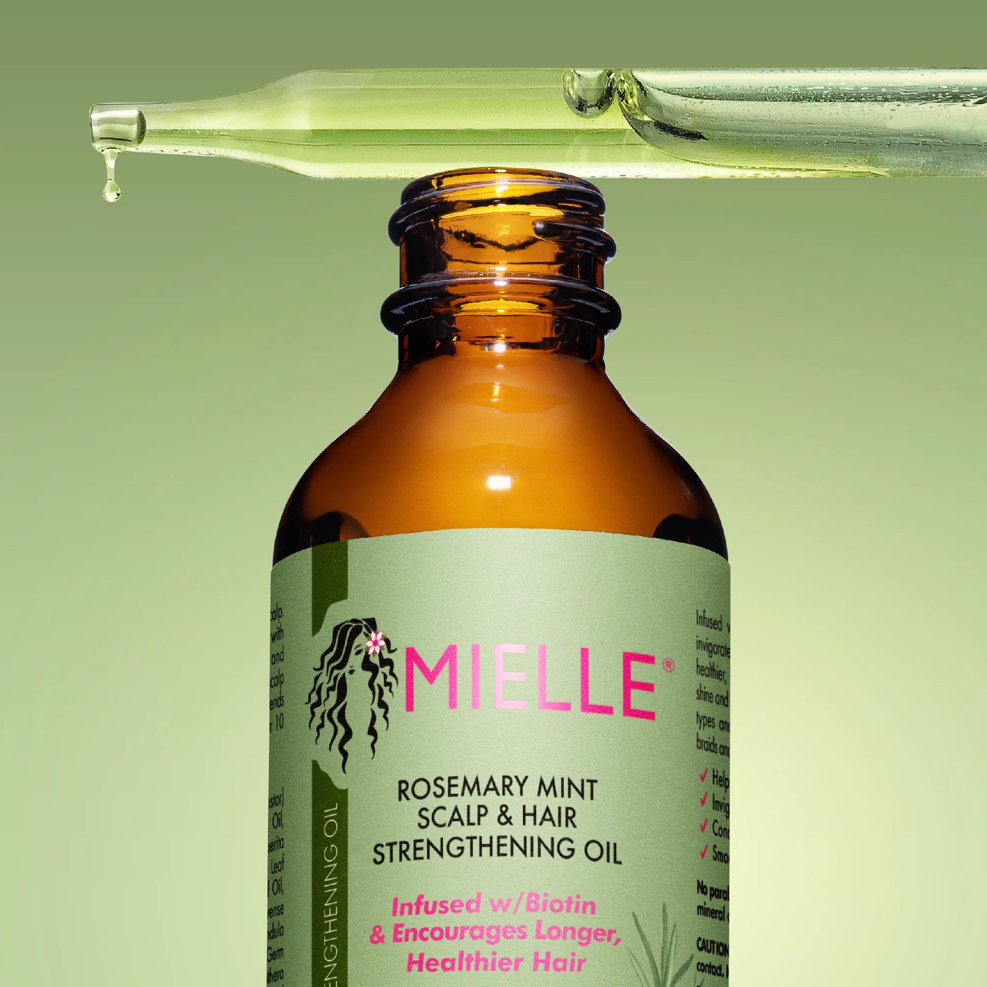 Mielle Rosemary Mint Scalp & Hair Strengthening Oil 59ml - Natural Hair Growth Treatment for Dry, Damaged Hair - Perfect for Daily Scalp Massage & Nighttime Hair Care Routine