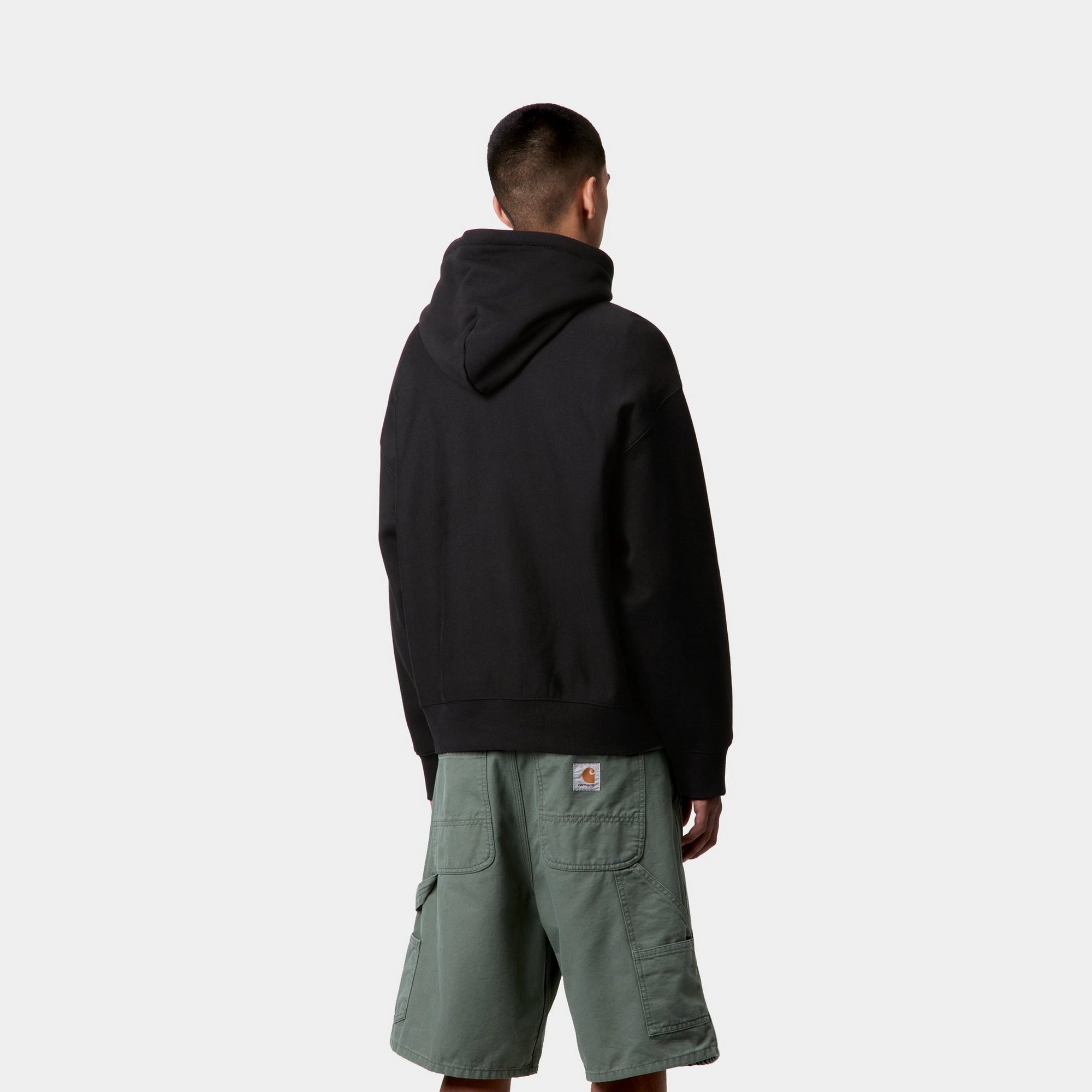Black Hooded Label Script Sweatshirt - Cozy Pullover Hoodie for Men & Women | Perfect for Casual Wear, Street Style & Loungewear