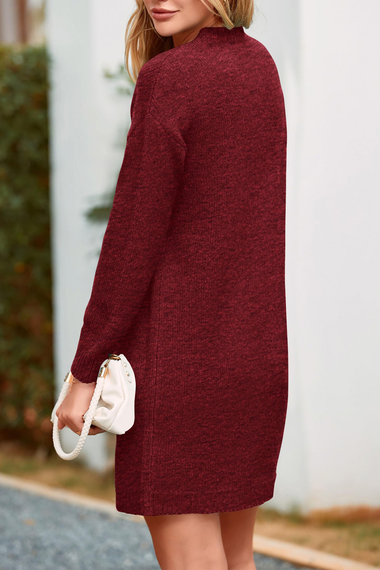 PRETTYGARDEN Women's 2025 Fall Knit Pullover Sweater - Long Sleeve Crewneck Oversized Loose Short Sweater Dress for Casual Outfits, Office Wear & Autumn Layering