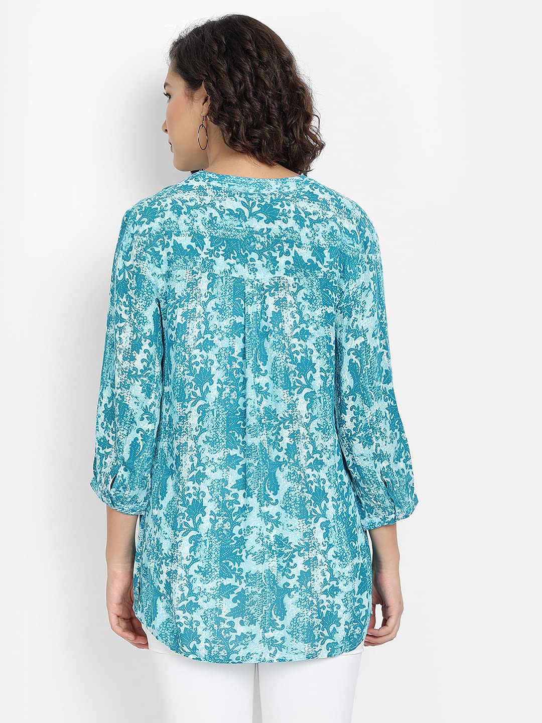 9 Impression Women's Printed Plus Size Longline Tops - Flowy Casual Blouse for Work, Date Night & Summer Outfits