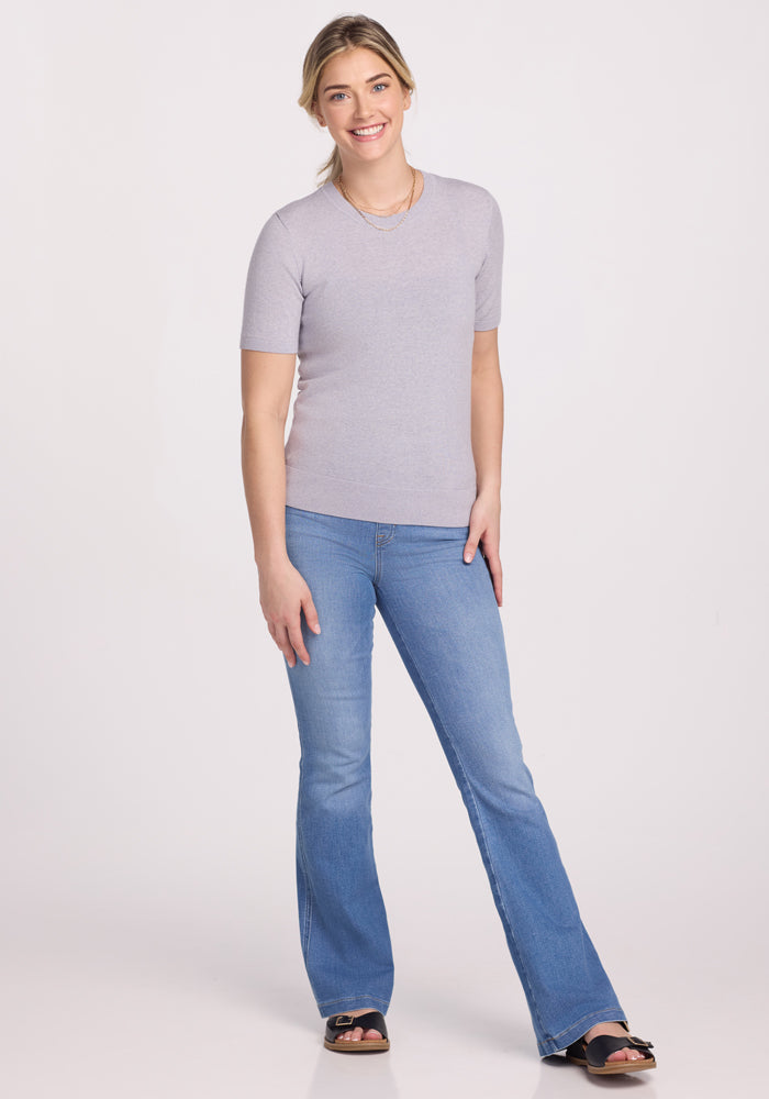 Anna Women's Crew Neck Sweater - Soft Knit Pullover for Casual Wear & Layering | Mist Blue