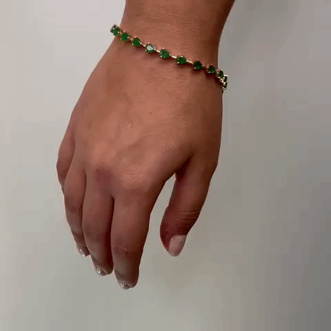 Luxury Pear Cut Emerald Bracelet (6.20 Carat) in 14K Gold with 3-Prong Setting - Perfect for Weddings, Anniversaries & Special Occasions