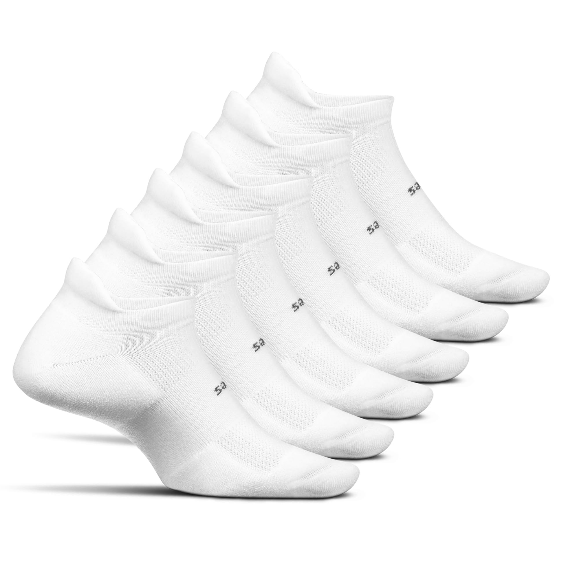 Feetures High Performance Ultra Light No Show Ankle Socks for Women & Men - Breathable Athletic Socks with Heel Tab (6 Pairs, White, Large) - Perfect for Running, Gym & Everyday Wear
