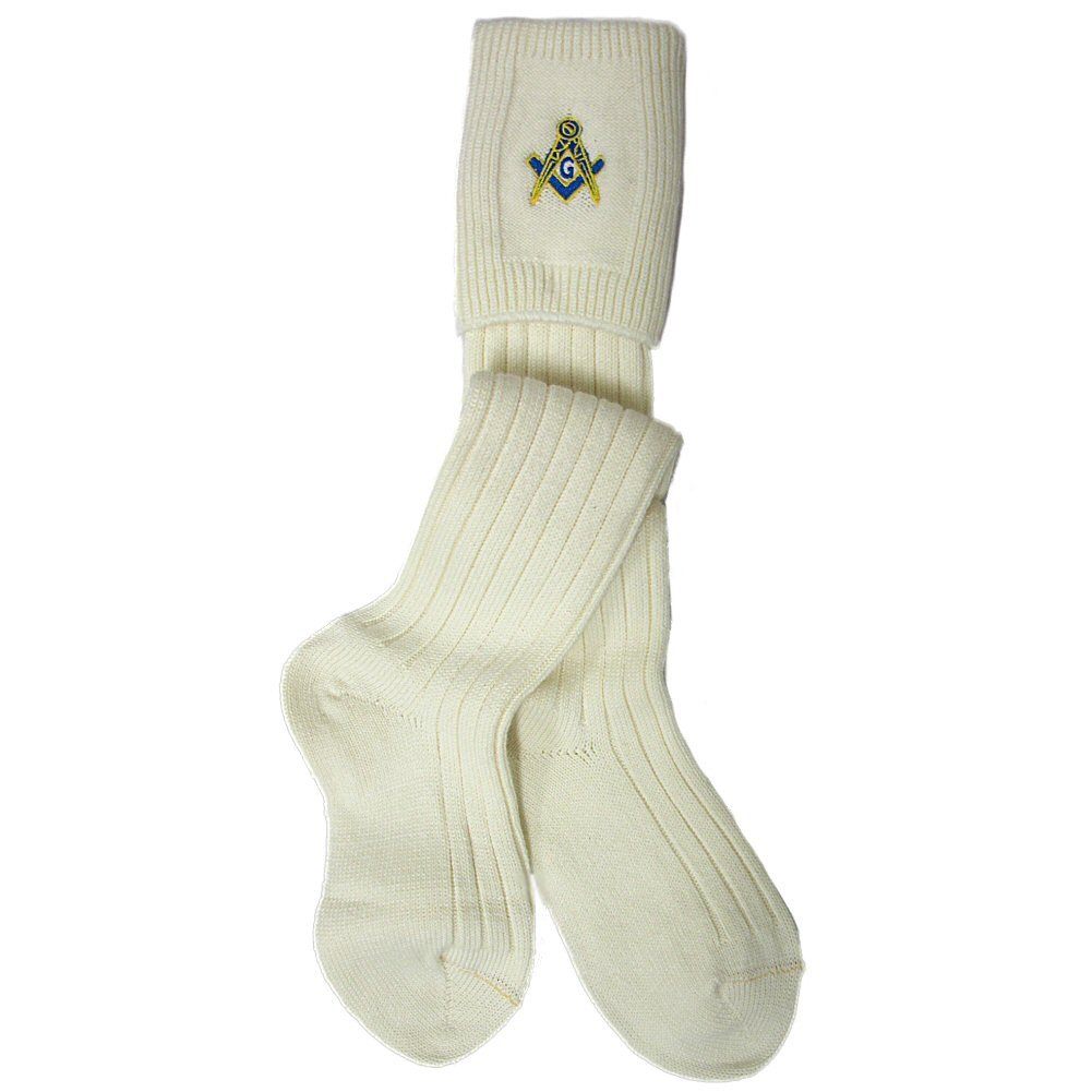 Gleann Righ Men's Masonic Wool Kilt Socks - Premium Scottish Highland Dress Hose for Formal Events & Celtic Festivals