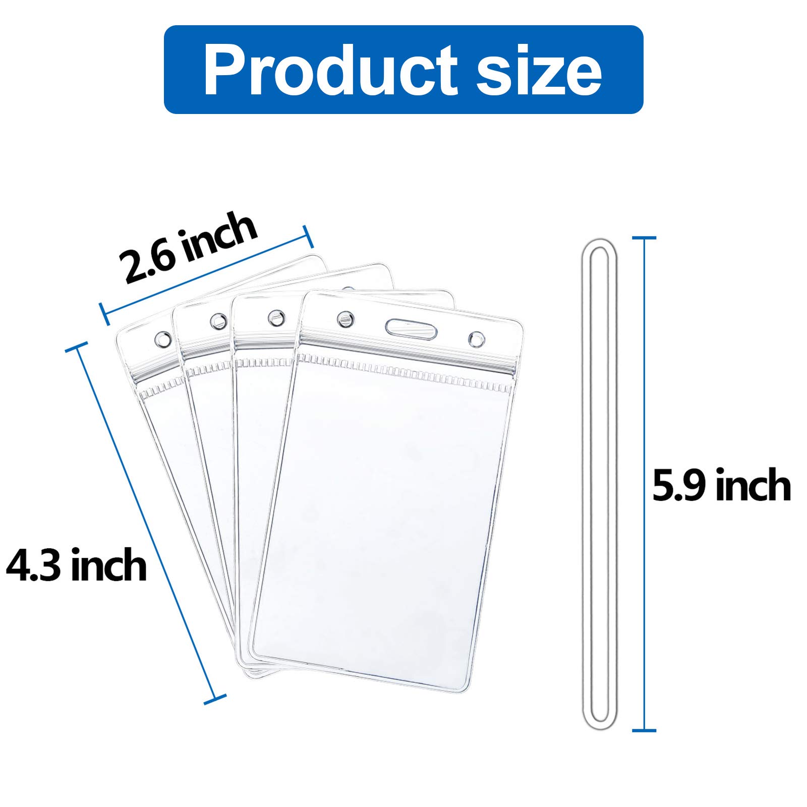 50 Pack Clear Plastic Luggage Tag Holders - Waterproof ID Card & Name Badge Holders with Loop Straps for Travel, Business, Events - Perfect for Suitcases, Backpacks, Wallets & Credit Card Organization
