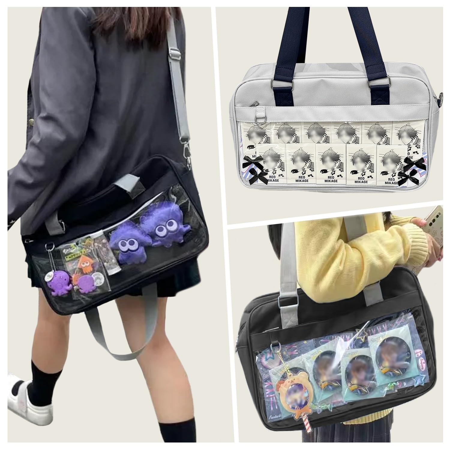 WAYUTO Ita Bag Crossbody Messenger Shoulder Bag - Kawaii Pin Display Purse with Insert for Anime Cosplay | Perfect for Conventions, School & Daily Use