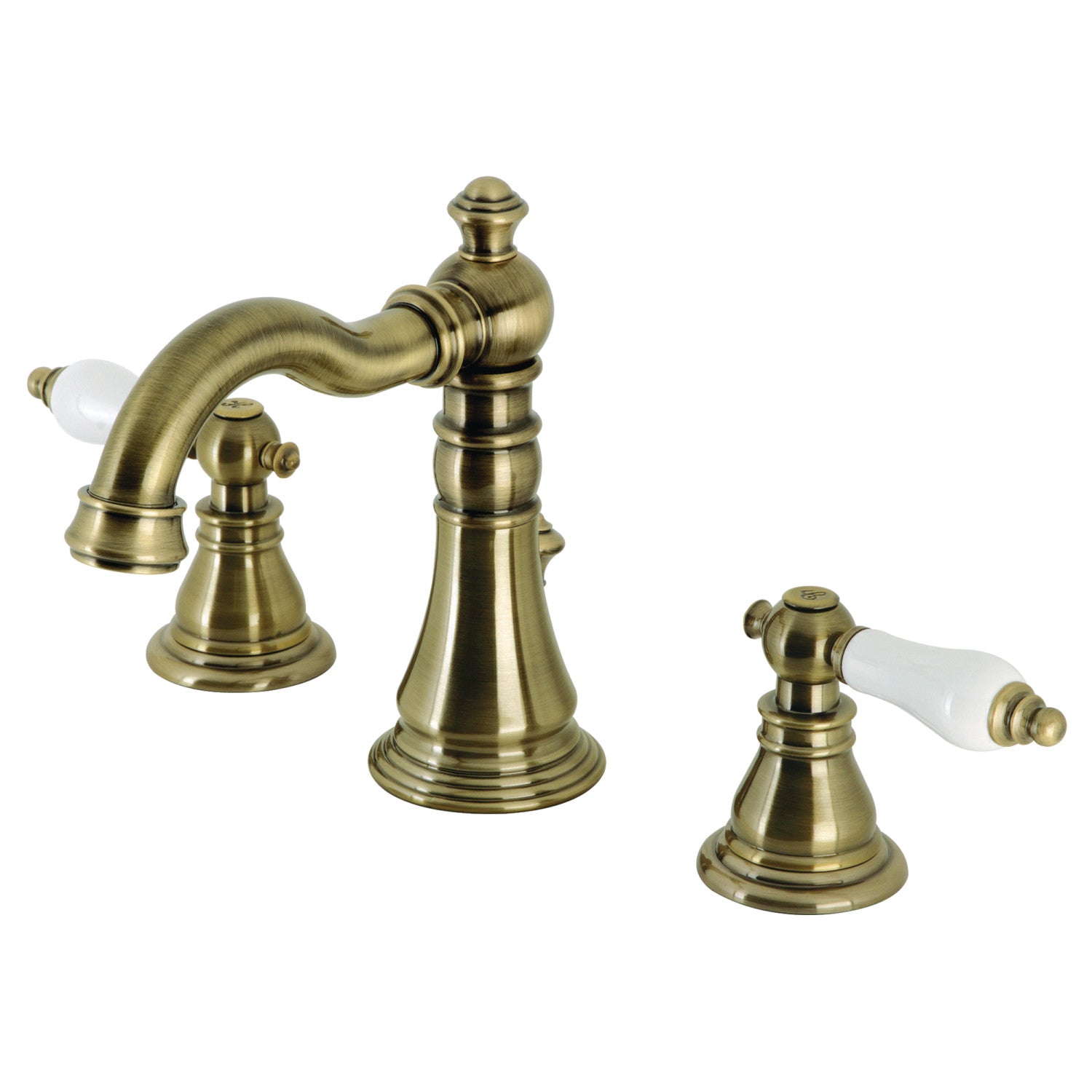American Patriot FSC19733APL 3-Hole Widespread Bathroom Faucet with Brass Pop-Up Drain - Antique Brass Finish - Perfect for Vintage & Farmhouse Style Bathrooms