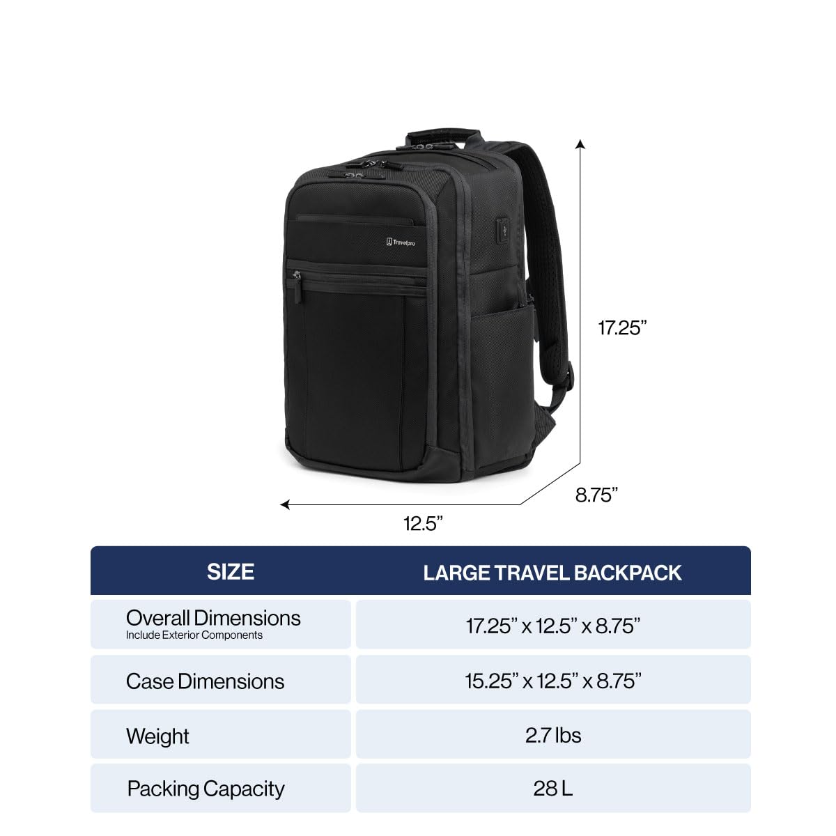 Travelpro Crew Executive Choice 3 Large Backpack for 15.6 Inch Laptop & Tablet - USB A & C Charging Ports - Business & Travel Backpack for Men & Women (Patriot Blue) - Perfect for Office Commute, Air Travel & College Use