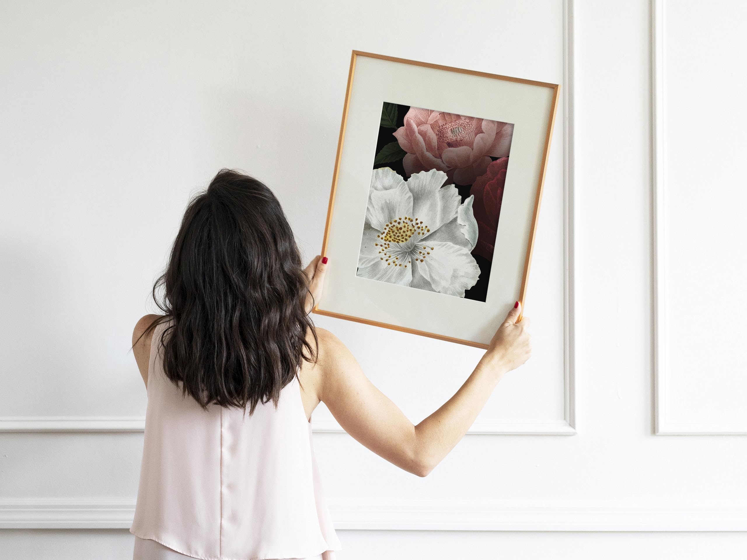 HERMA 5753 Self-Adhesive Picture Hangers - 8 Pack (26x35mm) - White Linen Texture Paper - 100g Load Capacity - Permanent Adhesive for Photos, Posters & Artwork - Perfect for Home, Office & Gallery Displays
