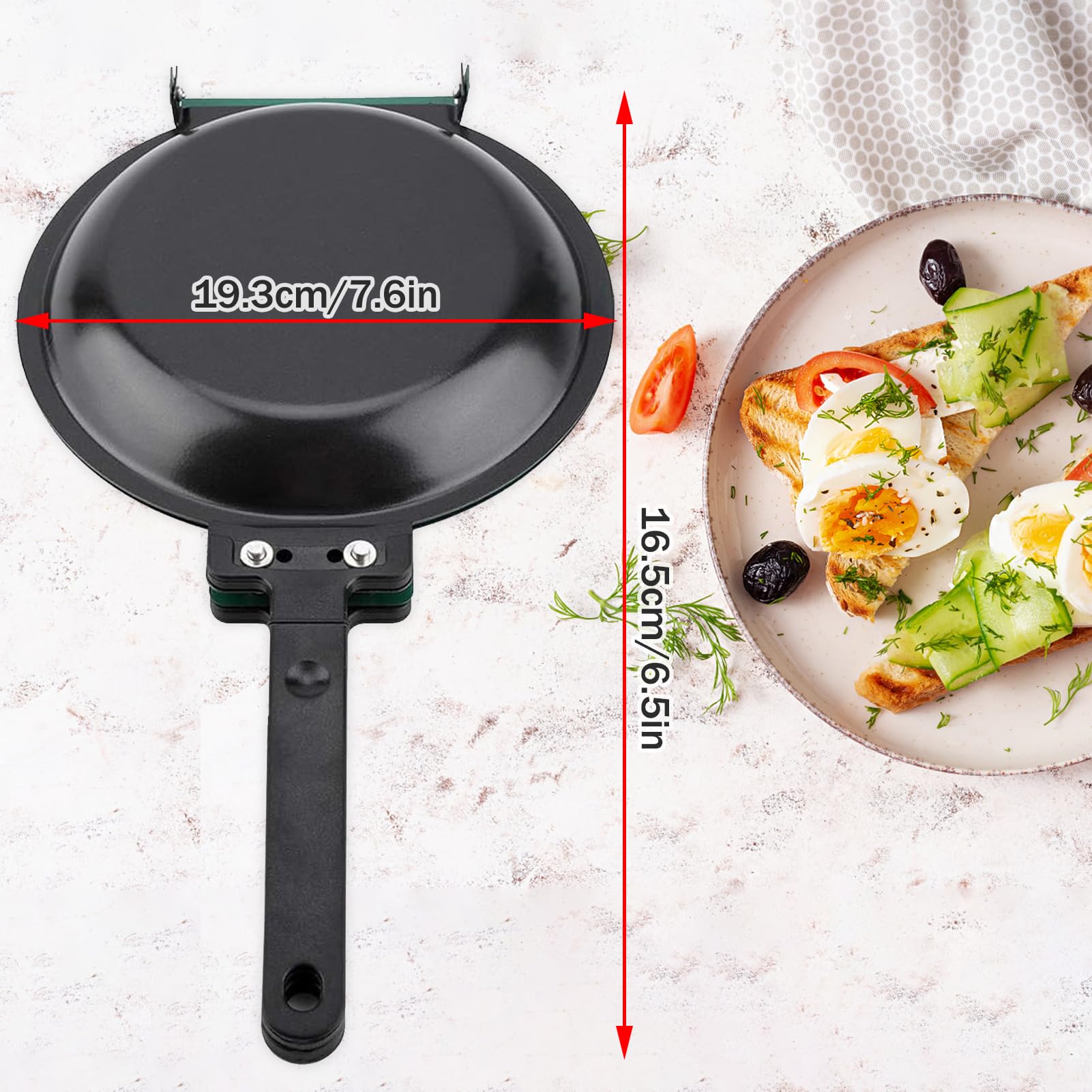 Double Omelette Pan - Nonstick Folding Pancake Pan - 26cm Stainless Steel Skillet for Eggs, Breakfast, Toast & Crepes | Perfect for Camping, RV & Small Kitchens