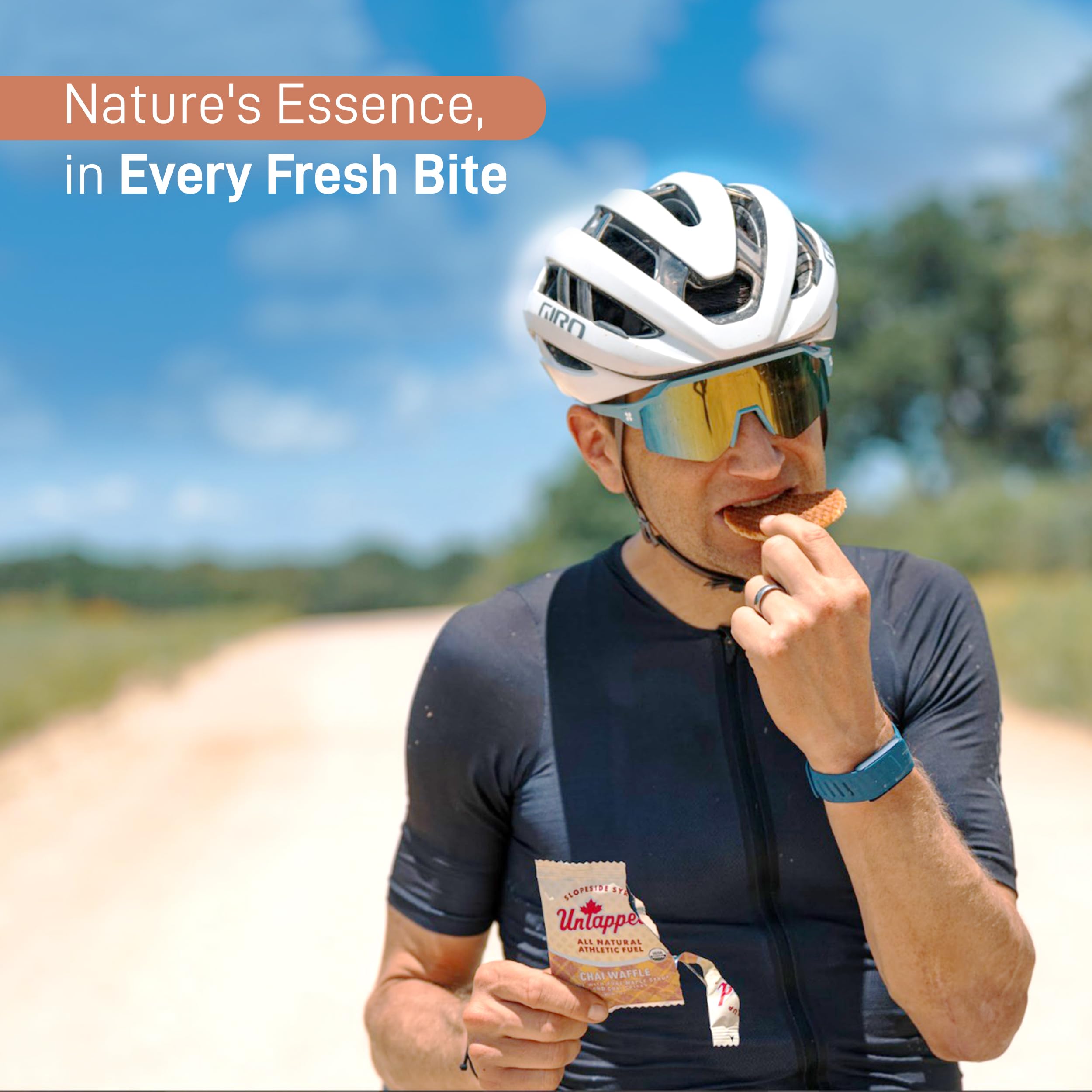 Organic Chai Waffles 1.1 oz Each, Box of 16 - Vegan Sports Snacks Sweetened with Maple Syrup & Chai Spices | Endurance Food for Cycling, Running & Hiking | Gluten-Free Athletic Performance Energy Waffles