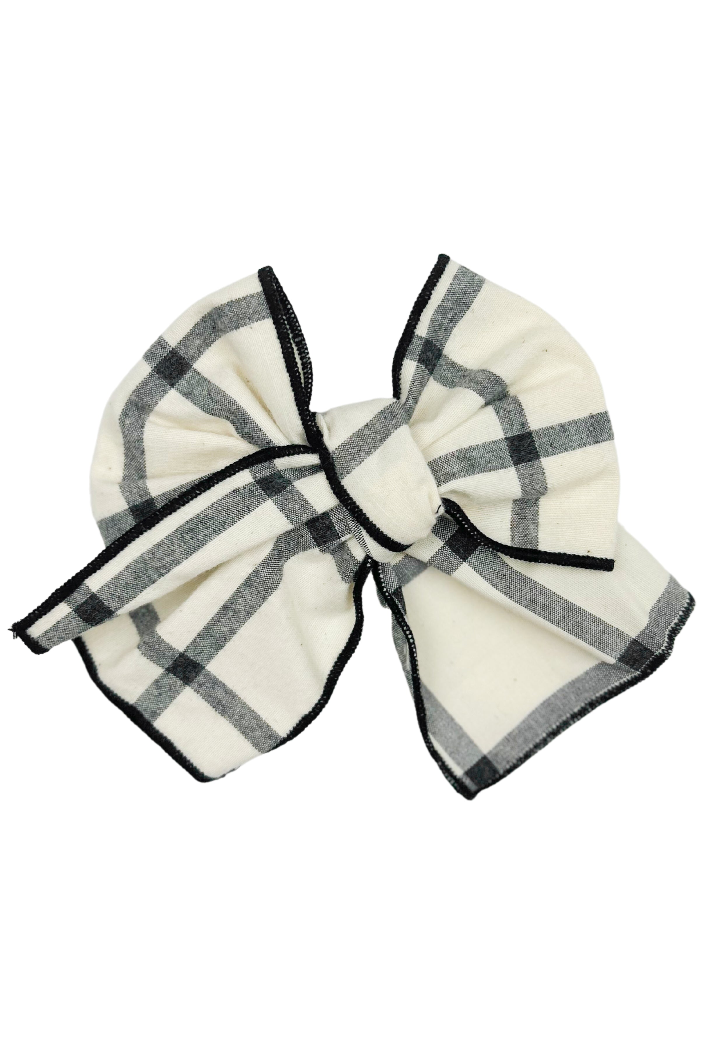 Elegant Ecru & Grey Checked Hair Bow for Women & Girls - Perfect for Weddings, Parties & Everyday Fashion Accessories