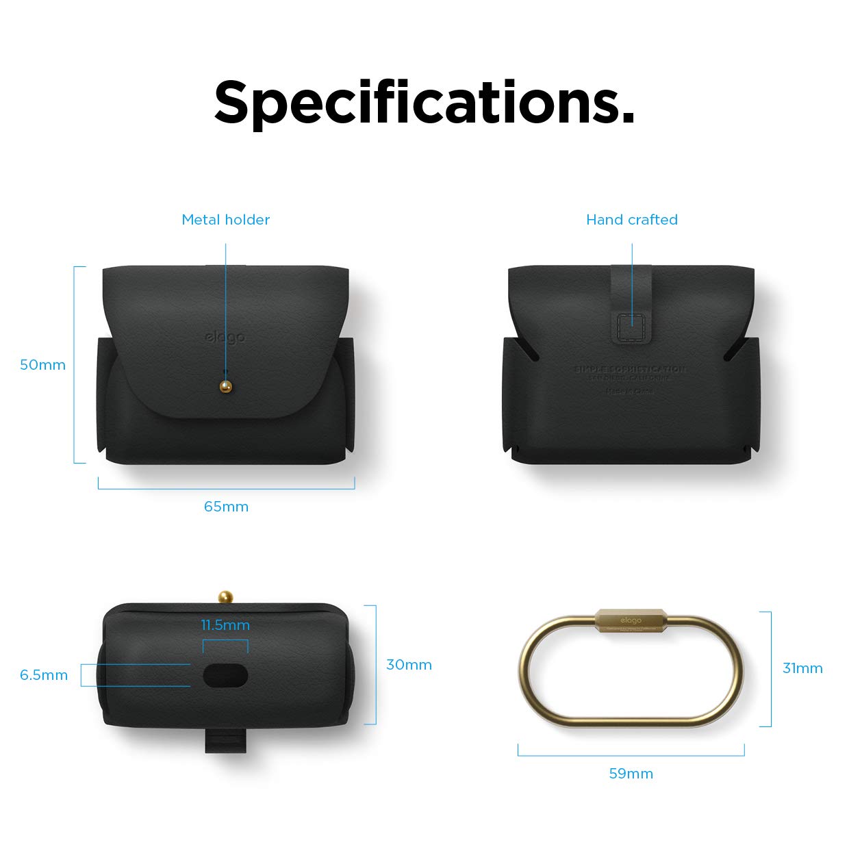 Premium Genuine Leather Case for AirPods Pro 2 & AirPods Pro - Luxury Keychain Cover with Brass Ring Holder, Durable Protection in Stylish Colors (Black) - Perfect for Travel, Work & Everyday Use