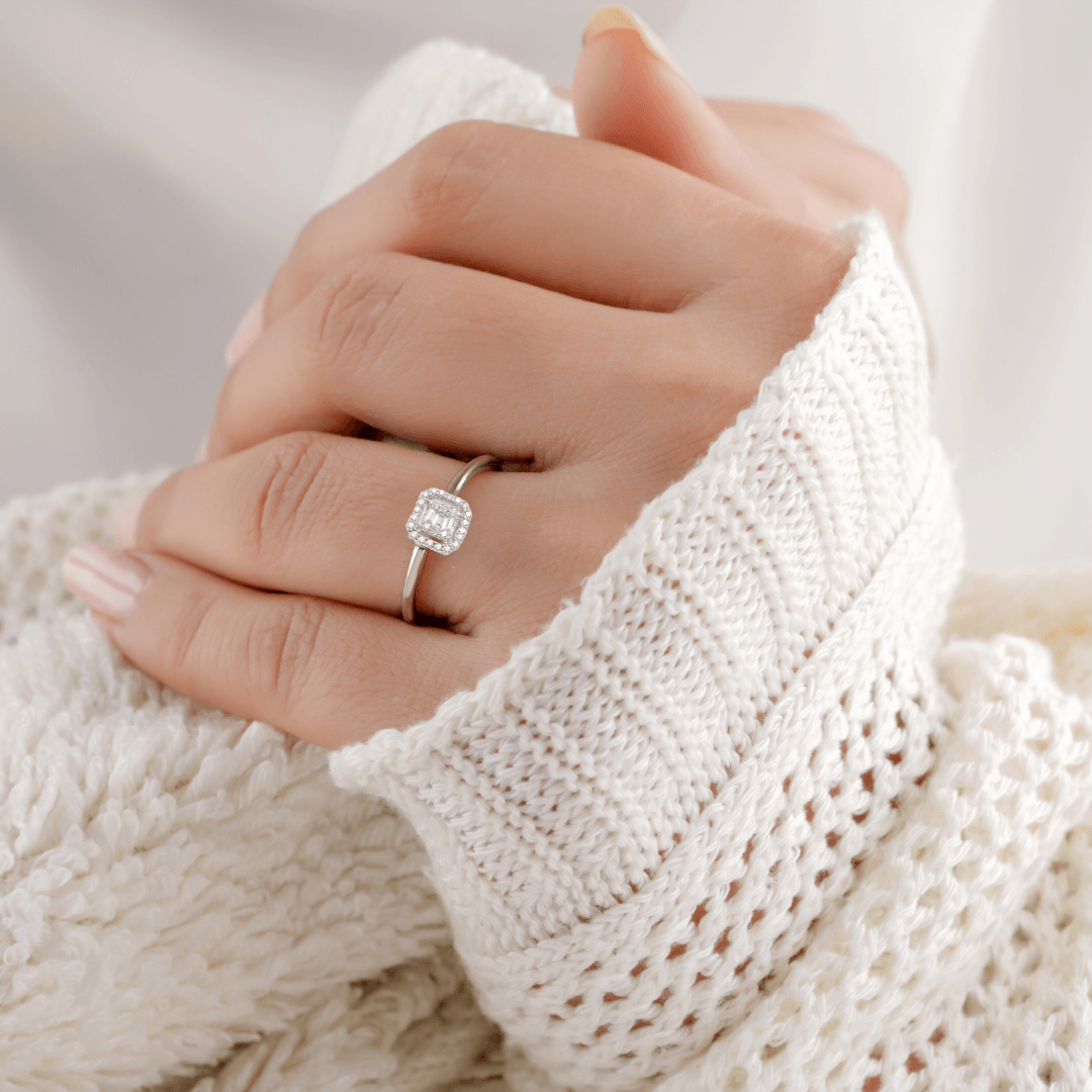 White Topaz Baguette Fashion Ring for Women - Elegant Sterling Silver Stackable Band - Perfect for Weddings, Parties & Everyday Wear