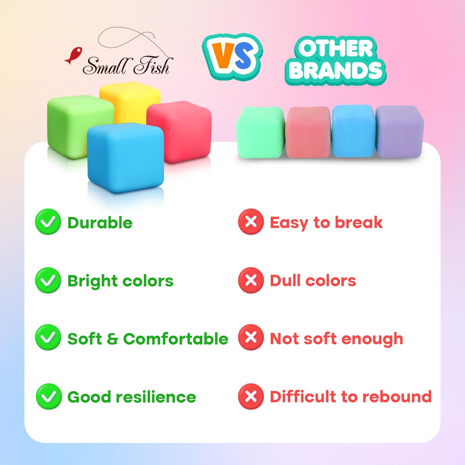 4 Pack Stress Relief Cube Fidget Toys for Kids & Adults - Squeeze Stress Balls, Anxiety Sensory Toys for Autism, ADHD, Classroom, Office & Party - Perfect for Focus, Relaxation & Hand Exercise