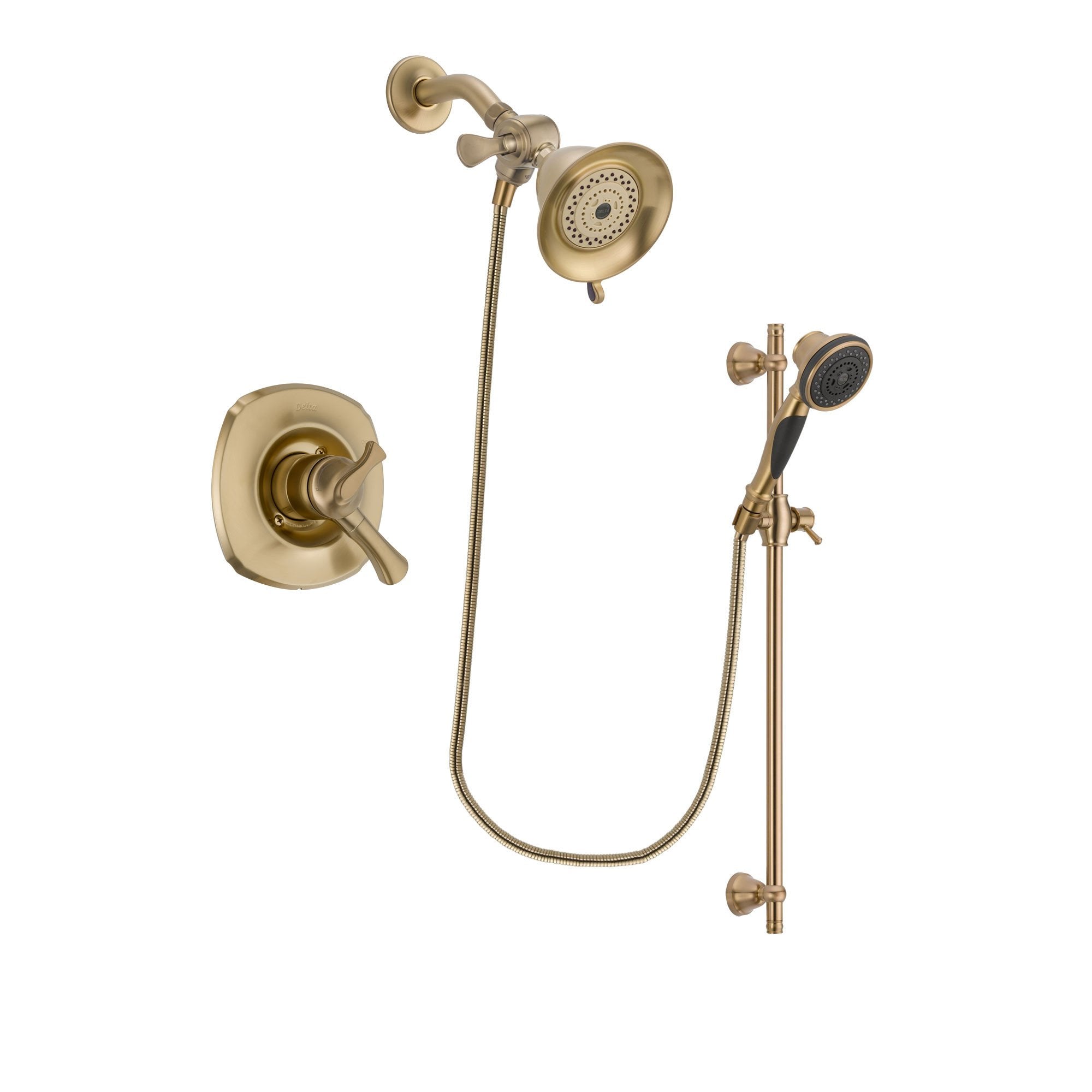 Delta Addison Champagne Bronze Dual Control Shower Faucet System with Water-Efficient Shower Head & Handheld Spray - Includes Rough-in Valve DSP3546V - Perfect for Bathroom Renovation & Modern Home Upgrades