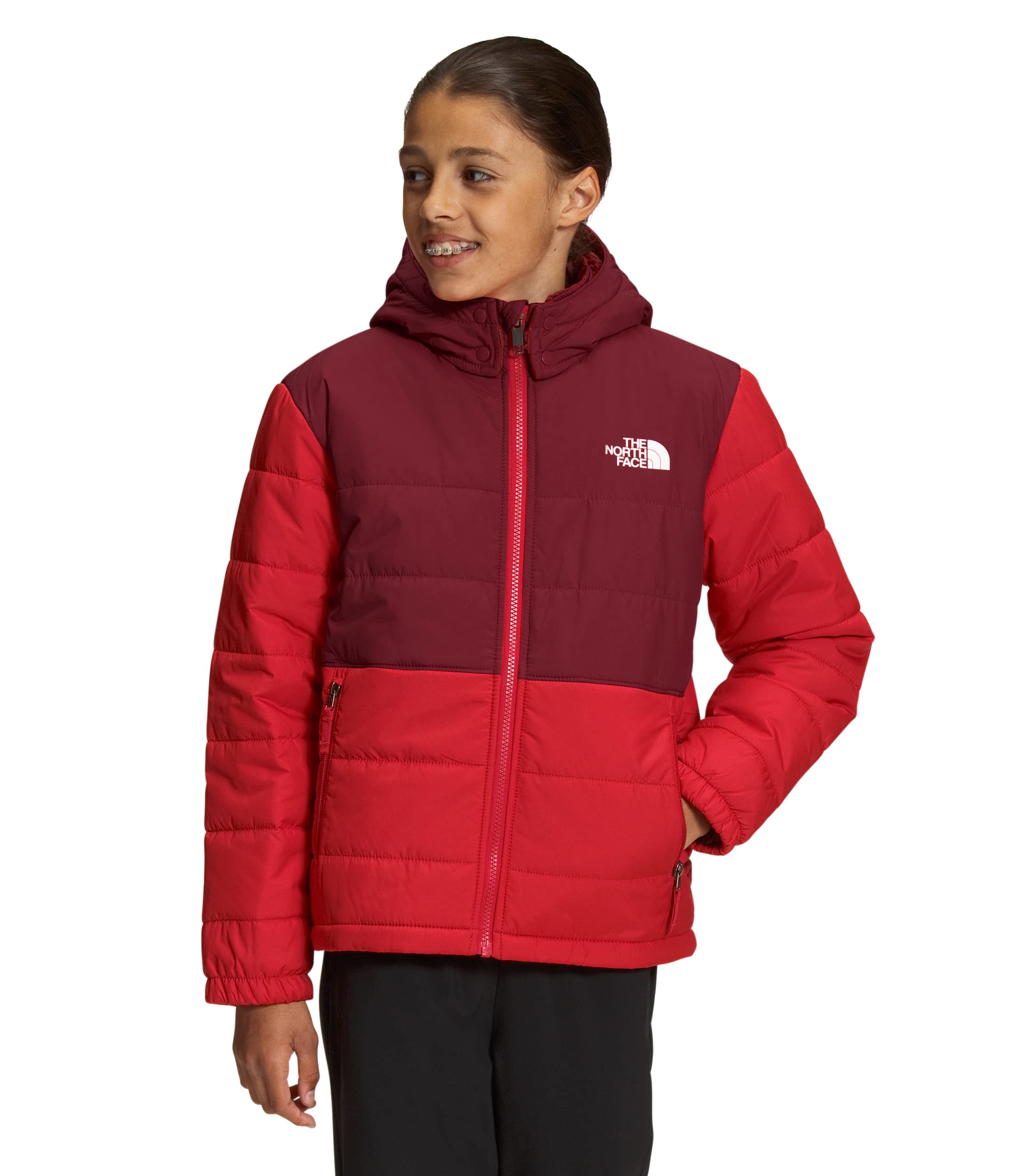 The North Face Boys' Printed Reversible Mount Chimbo Full Zip Hooded Jacket - Waterproof Windproof Kids' Outdoor Jacket for Hiking, Camping & School Wear