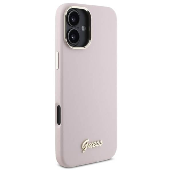 Guess Script Metal Logo & Frame Silicone Case for iPhone 16 6.1