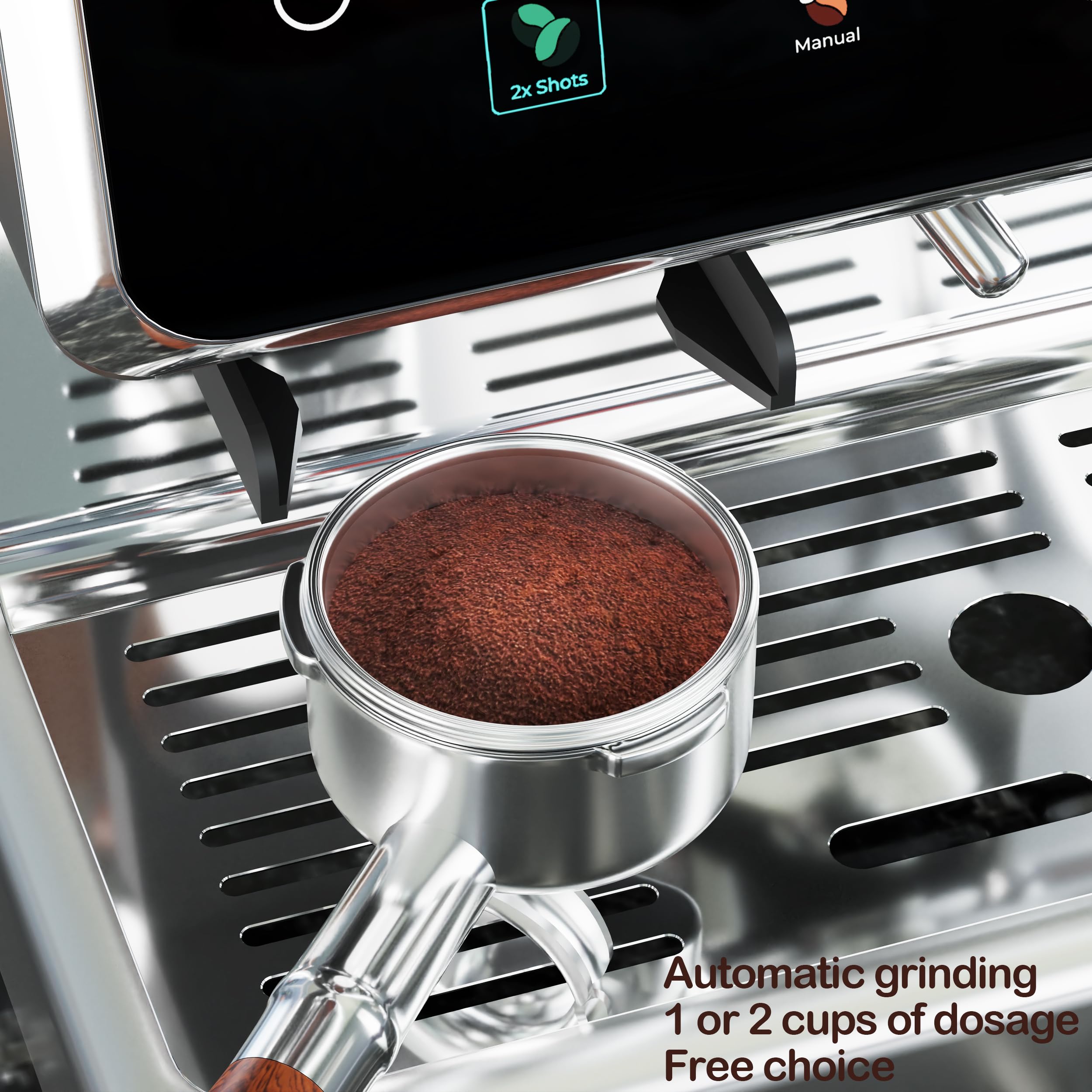 YAAKOV Semi-Automatic Espresso Machine with Built-in Coffee Grinder & Milk Frother - Commercial Steam Wand for Perfect Lattes & Cappuccinos - Ideal for Home Baristas & Coffee Shops