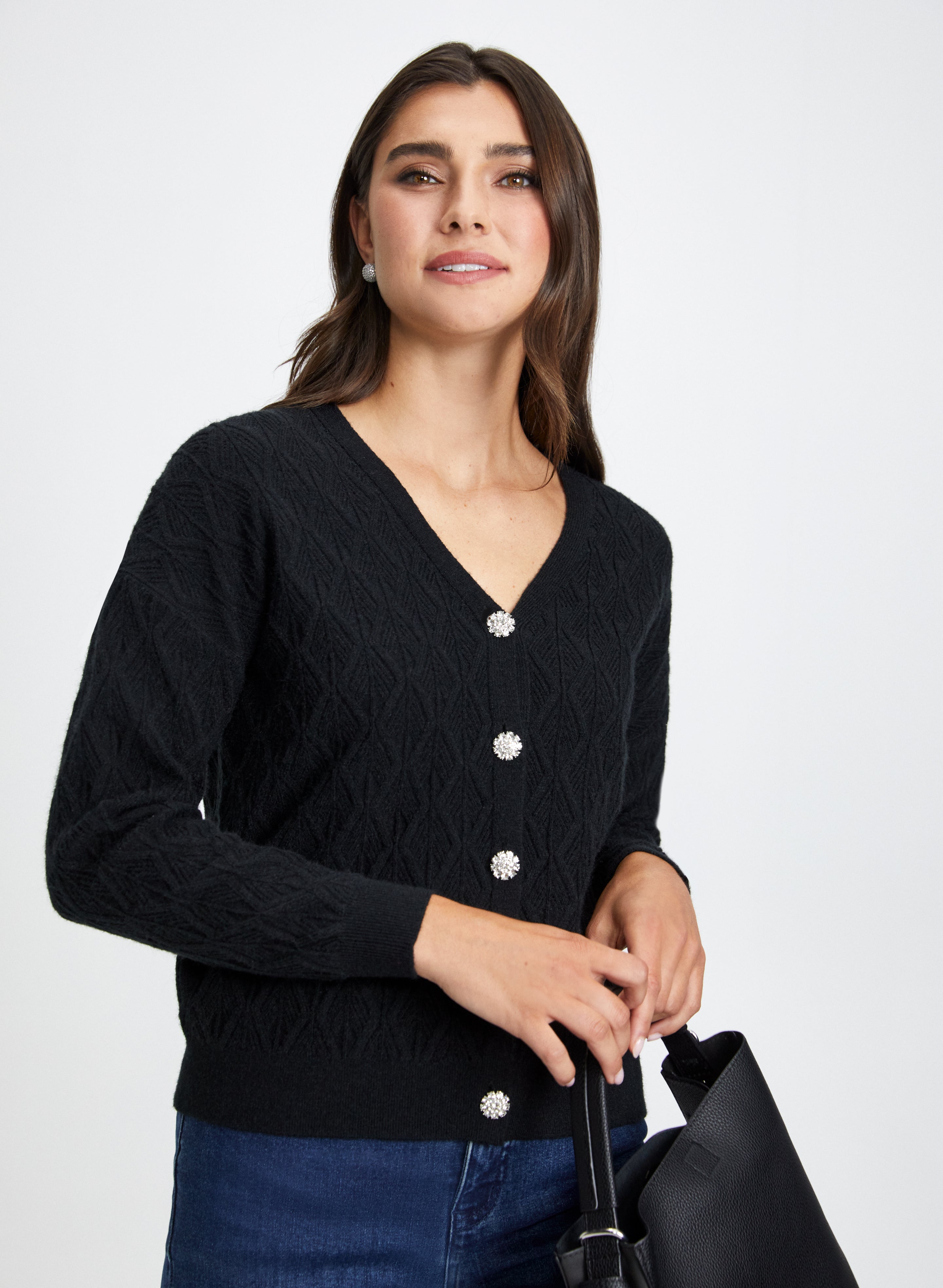 Embellished Button Cardigan for Women - Elegant Knit Sweater with Pearl Buttons | Perfect for Office, Date Night & Fall Layering
