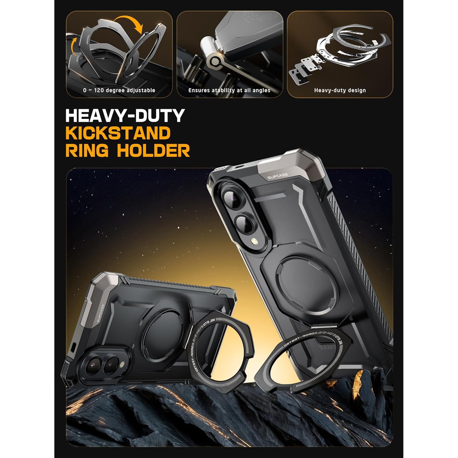 Samsung Galaxy S25 Edge UB Grip MagSafe Phone Case - Shockproof Protective Cover with Magnetic Wireless Charging Compatible for iPhone 15/14/13/12 Series - Perfect for Work, Travel & Outdoor Activities