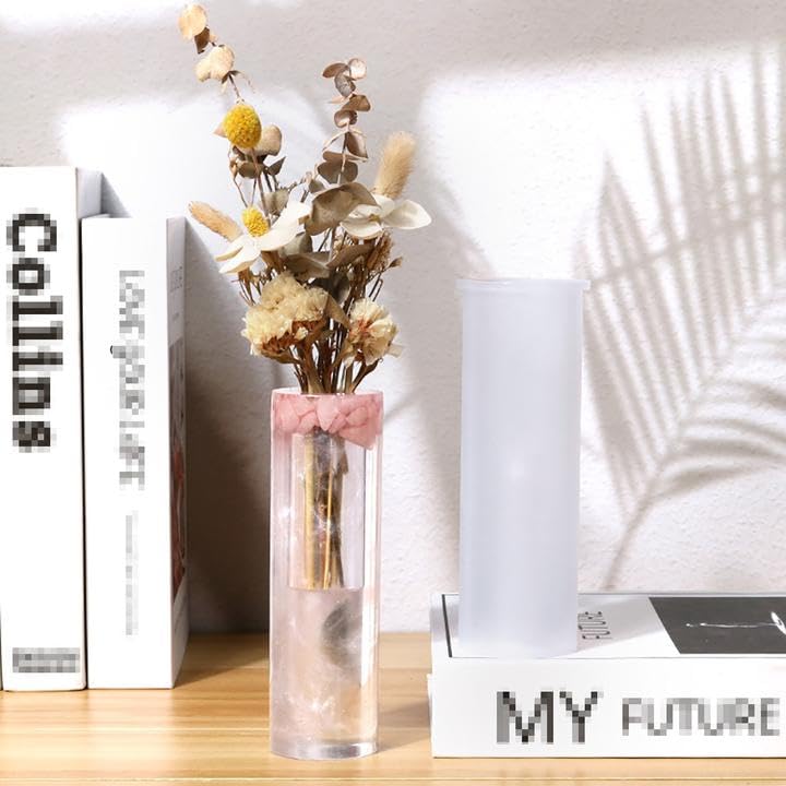**Silicone Flower Vase Molds for Epoxy Resin, Concrete, Clay, Gypsum & Cement – DIY Cylinder Planter Vase & Candle Holder Molds – Perfect for Home Decor, Wedding Centerpieces & Craft Projects**