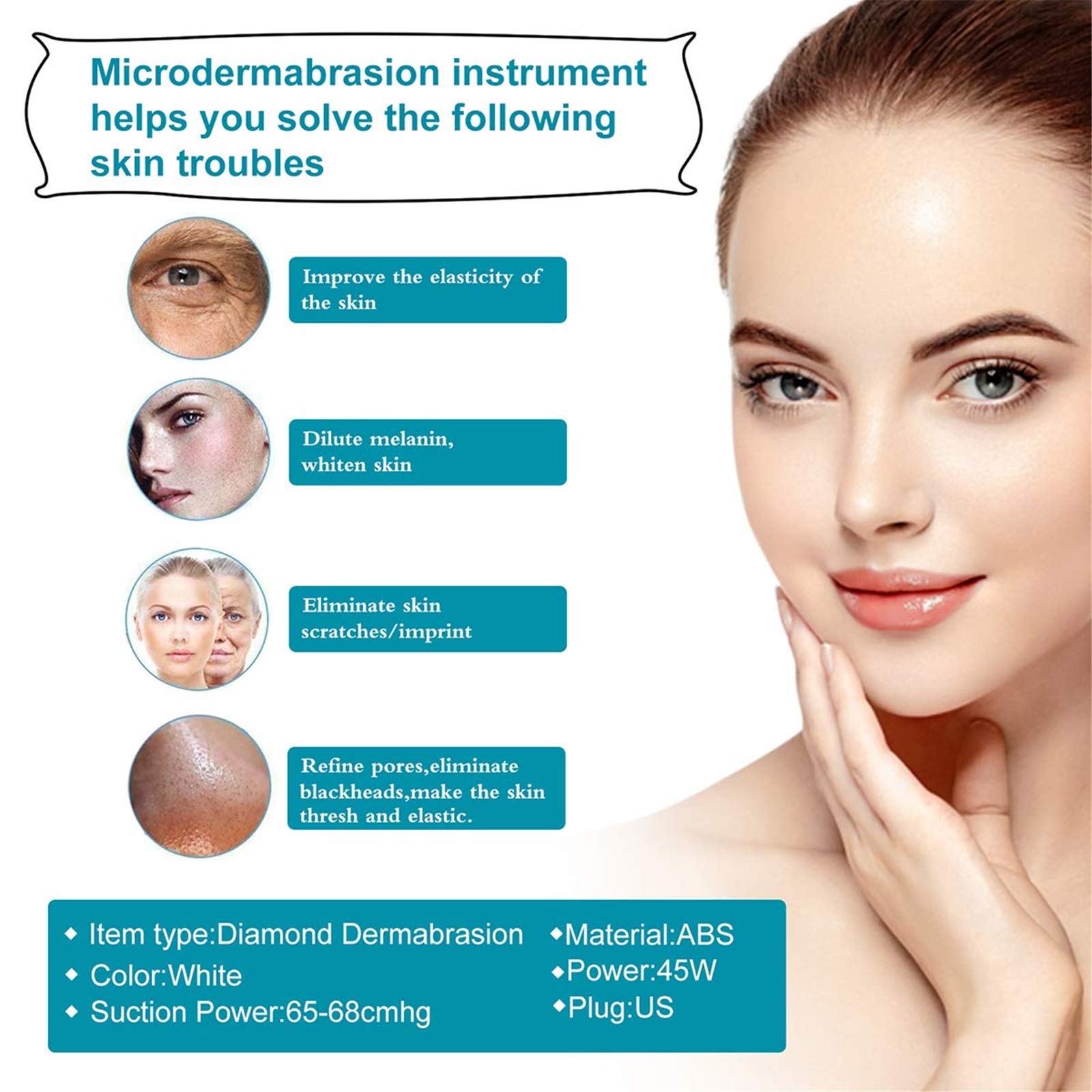 Upgraded 3-in-1 Diamond Microdermabrasion Machine with 65-68cmHg Suction Power - Professional Facial Care Device for Home & Salon Use - Perfect for Exfoliation, Blackhead Removal & Skin Rejuvenation