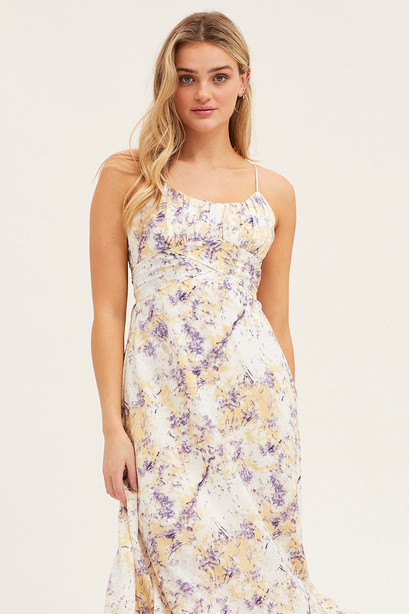 Stylish Abstract Print Tie Back Midi Dress for Women - Perfect for Parties, Dates & Summer Outfits