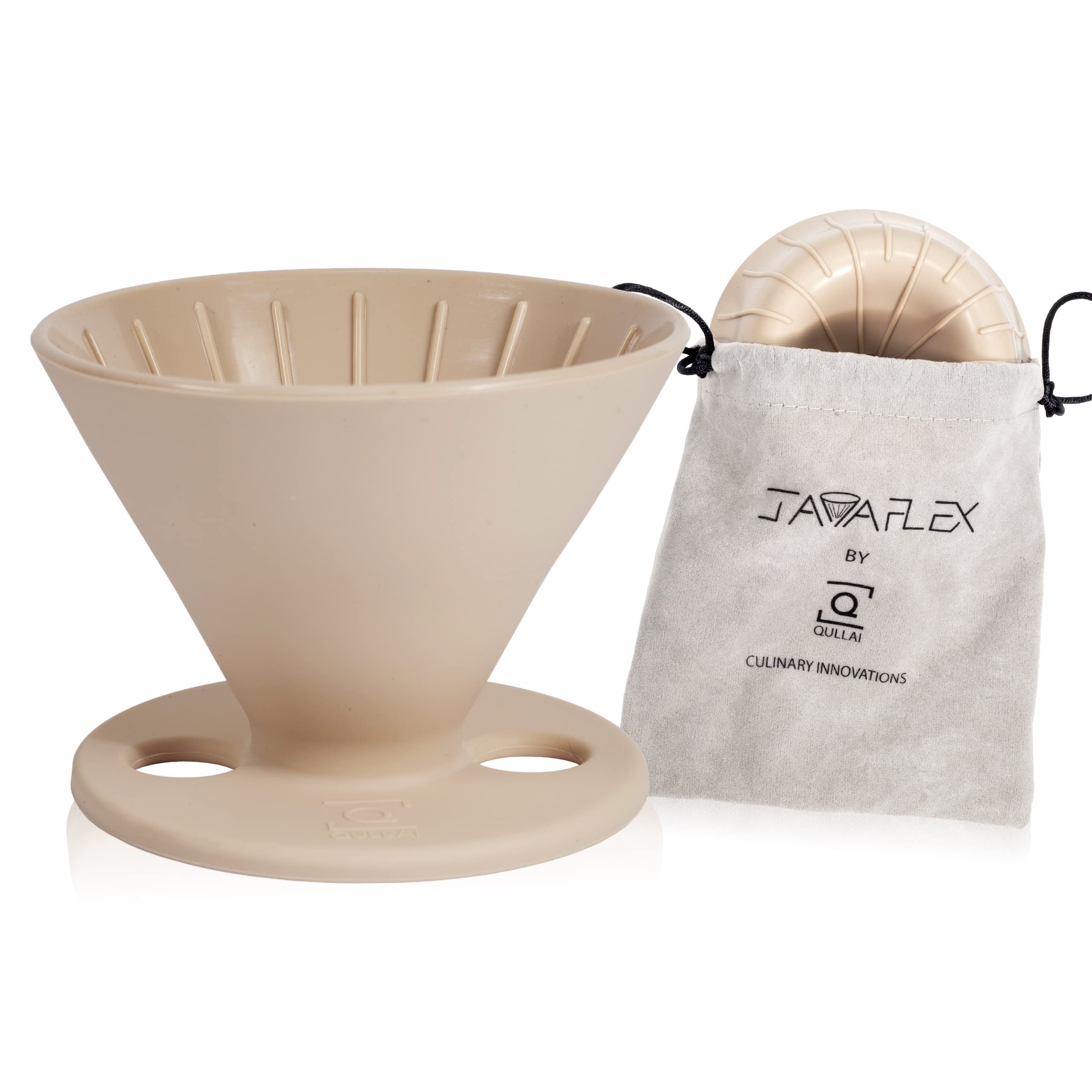 Premium Foldable Silicone Pour Over Coffee Maker with Storage Pouch - Compatible with V60 Cone Filters (#2) | Portable Drip Coffee Brewer for Home, Office & Travel