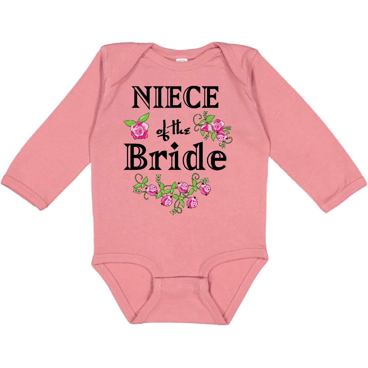 Inktastic Niece of the Bride Roses Long Sleeve Creeper - Floral Baby Bodysuit for Wedding Party, Family Events & Photo Shoots