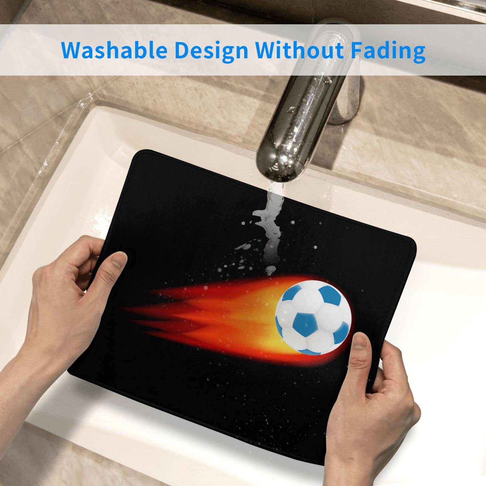 Flaming Football Mouse Pad - Waterproof, Non-Slip Rubber Base Gaming Mousepad for PC & Laptop (10x12 Inch) - Perfect for Office Work & Esports Gaming