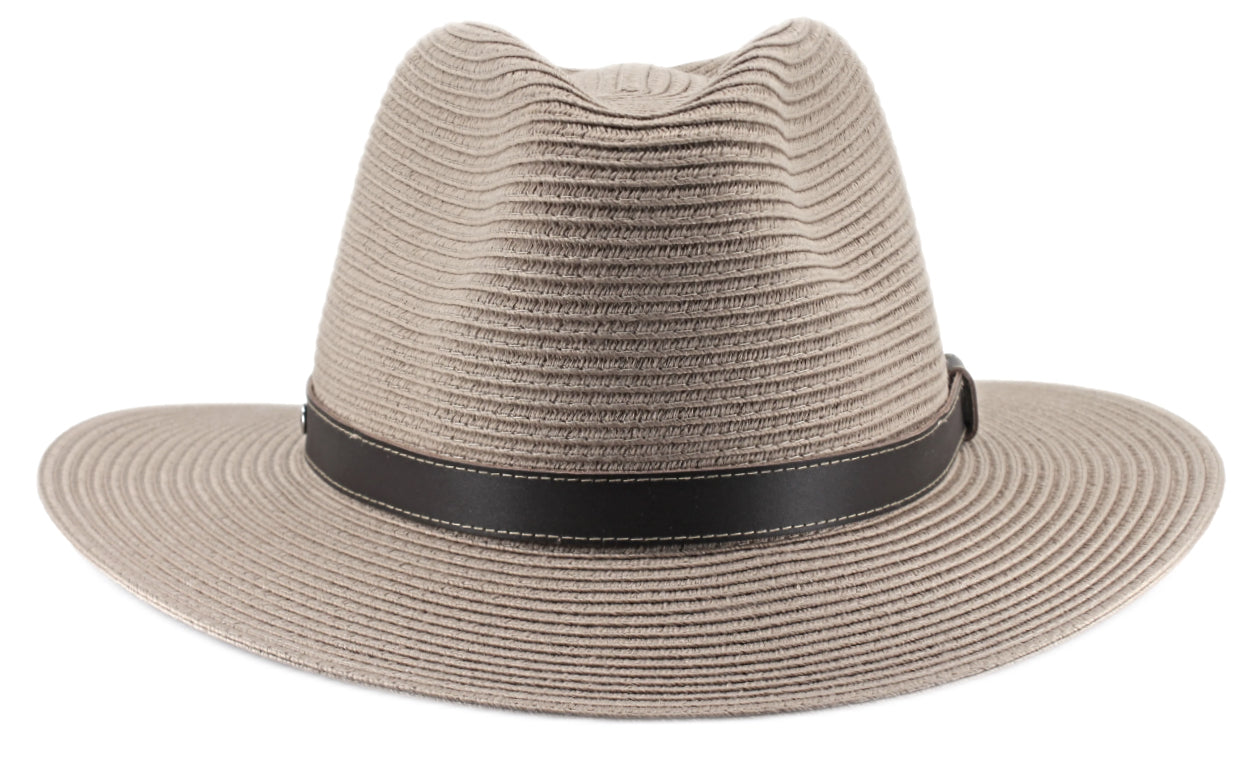 ooGee Stoney Creek Flexibraid Casual Fedora Hat with Leather Band in Taupe - Stylish & Comfortable for Outdoor, Travel & Everyday Wear