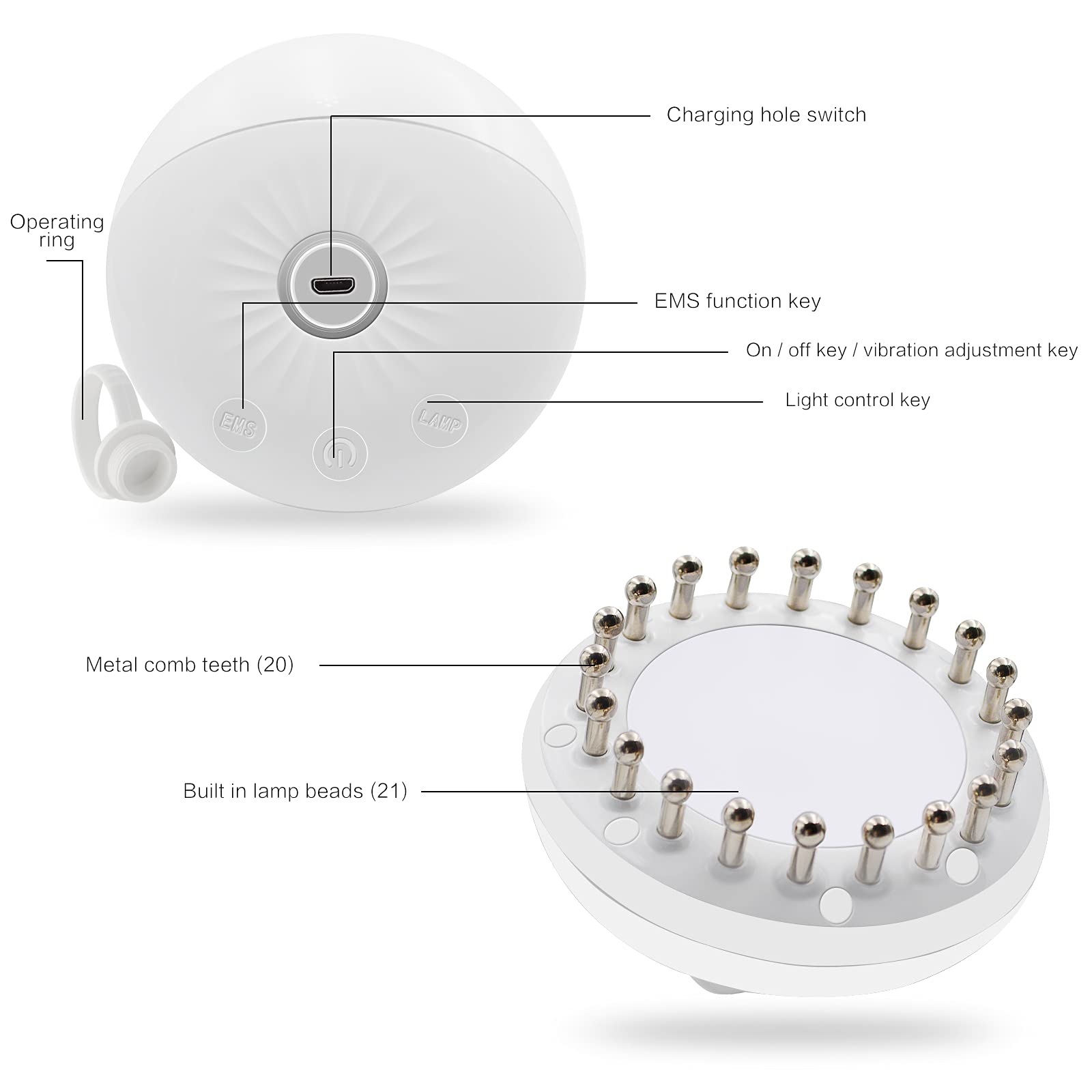 Electric Scalp Massager with Vibration & Color Light - Handheld Head Massage Comb for Hair Growth, Stress Relief & Relaxation - Perfect for Home, Office & Travel Use