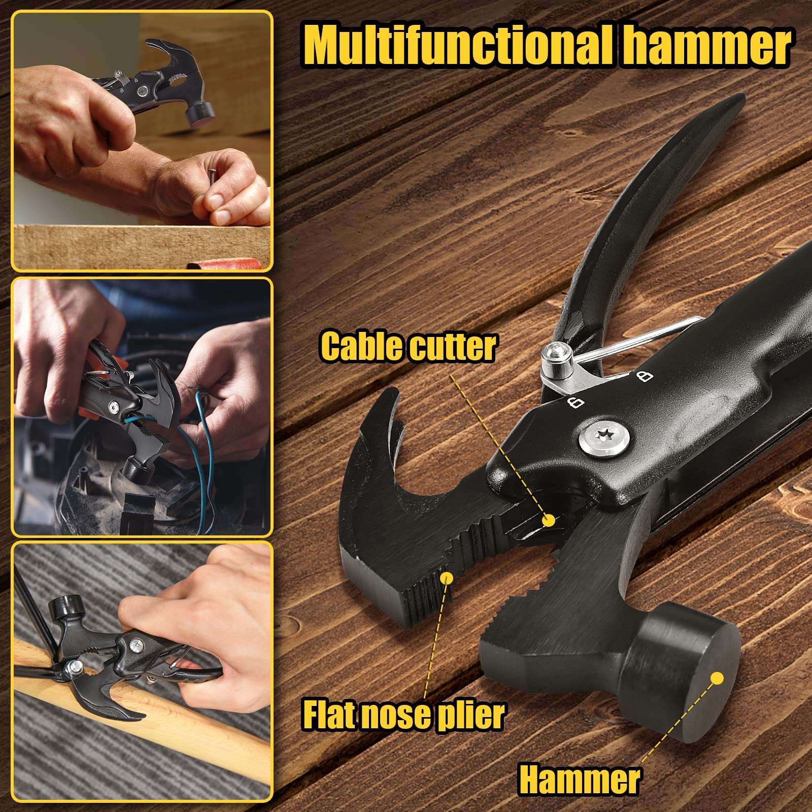 12-in-1 Multitool Camping Gear for Men - Perfect Father's Day Gift, Birthday Present for Dad, Husband & Outdoorsmen - Survival Tools for Hiking, Fishing, BBQ & Emergency Preparedness