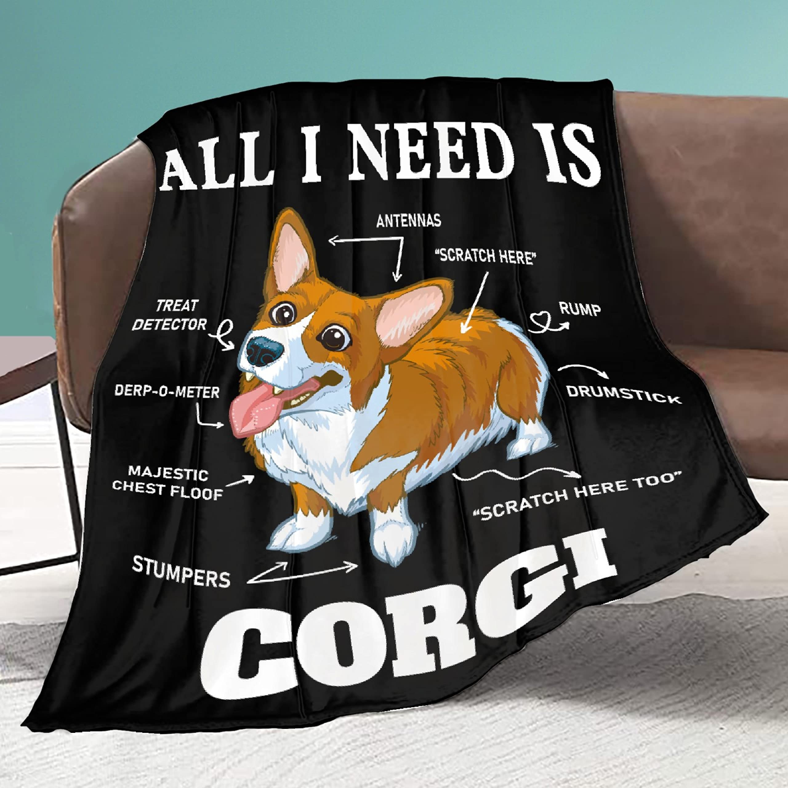 Premium Corgi Throw Blanket - Ultra Soft & Lightweight Plush Quilt for Bed, Sofa & Couch - XL 120x90 Inch Cozy Decorative Blanket for Kids, Teens & Dog Lovers - Perfect Gift for Animal Enthusiasts & Family Use in Living Room, Bedroom or Dorm