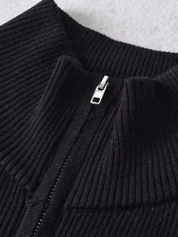Stylish Striped Zipper Cardigan Sweater for Women - Cozy Fall & Winter Fashion - Perfect for Office, Casual Outings & Layering