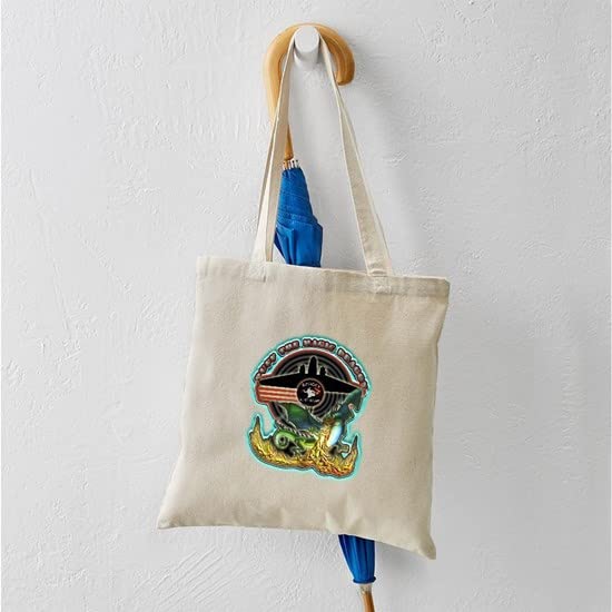 USAF AC-47 Spooky Canvas Tote Bag - Natural Reusable Shopping Bag for Groceries, Beach & Military Enthusiasts | Durable Eco-Friendly Carryall